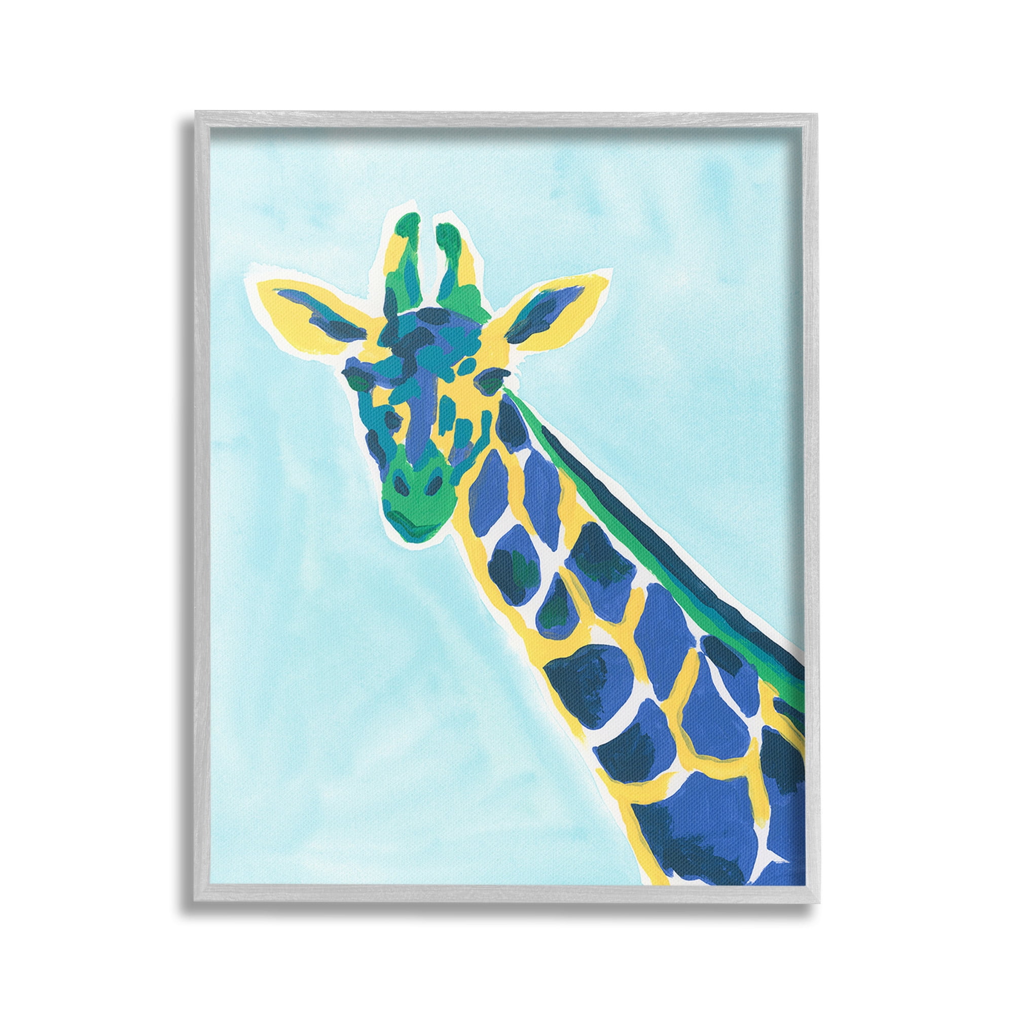 Stupell Industries Modern Hue Giraffe Animals & Insects Painting Gray Framed Art Print Wall Art, 24 x 30