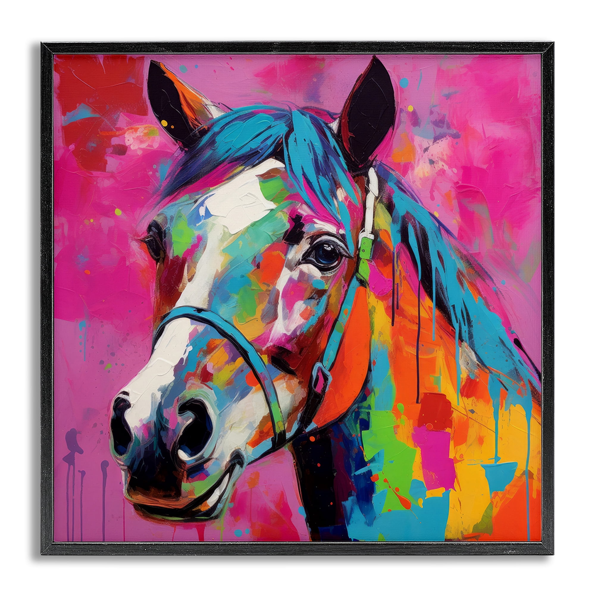 Stupell Industries Modern Hue Horse Animals & Insects Painting Gray Framed Art Print Wall Art, 17 x 17