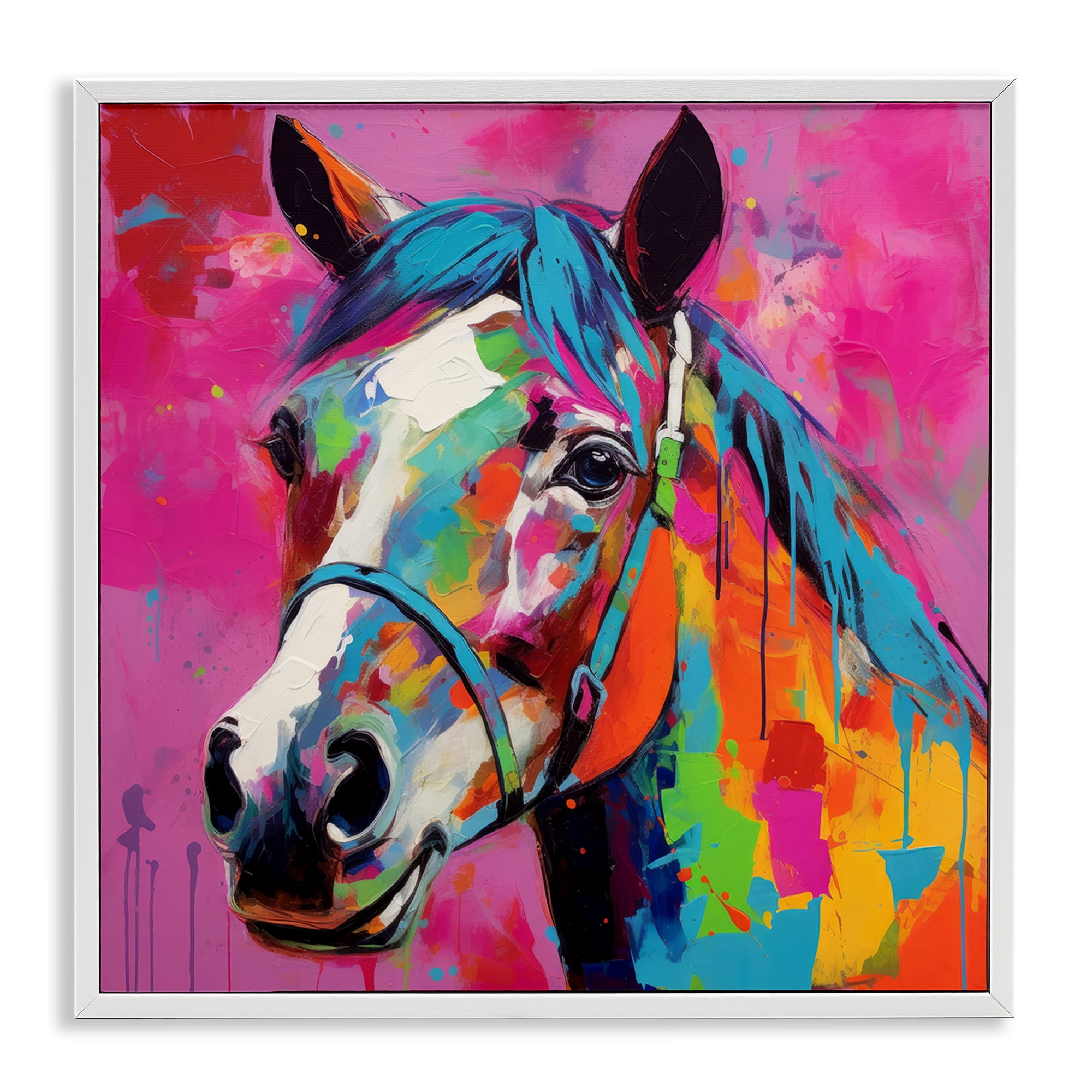 Stupell Industries Modern Hue Horse Animals & Insects Painting White Framed Art Print Wall Art, 12 x 12