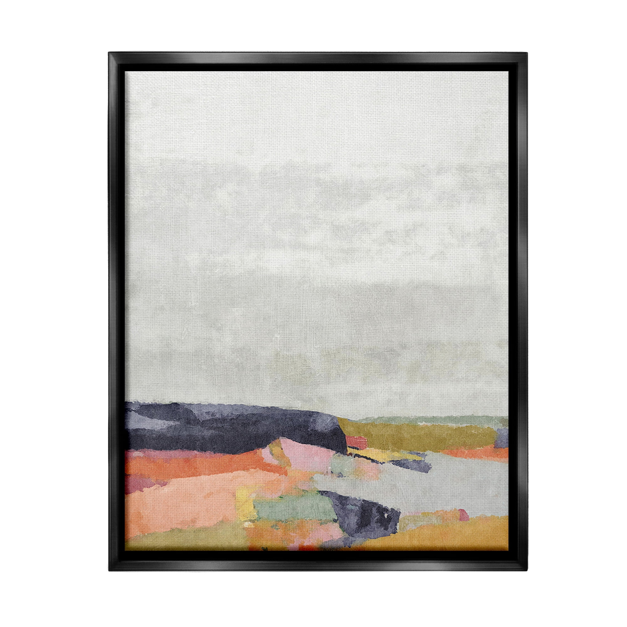 Stupell Industries Modern Hue Landscape Abstract Painting Black Floater Framed Canvas Art Print Wall Art, 25 x 31