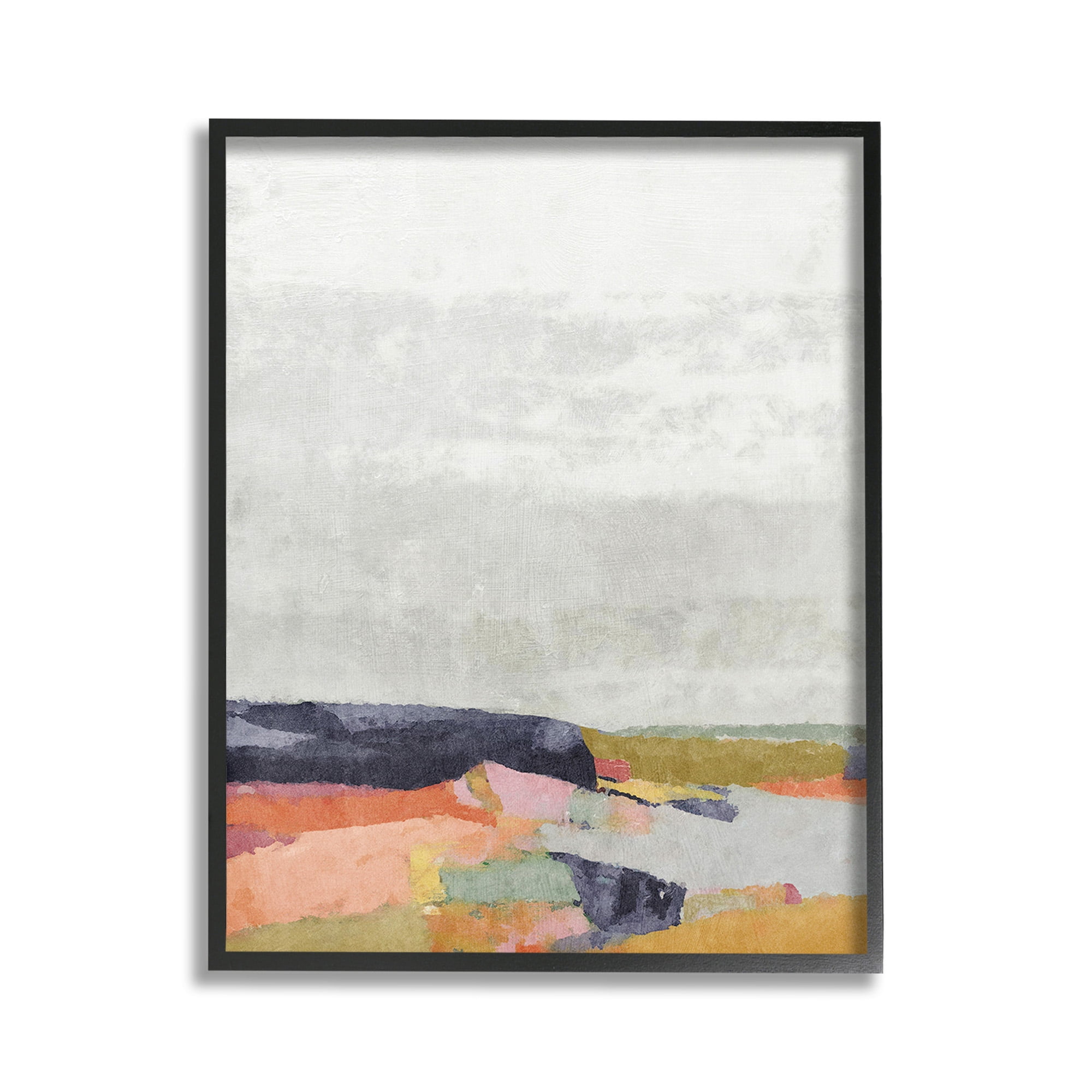 Stupell Industries Modern Hue Landscape Abstract Painting Black Framed Art Print Wall Art, 11 x 14