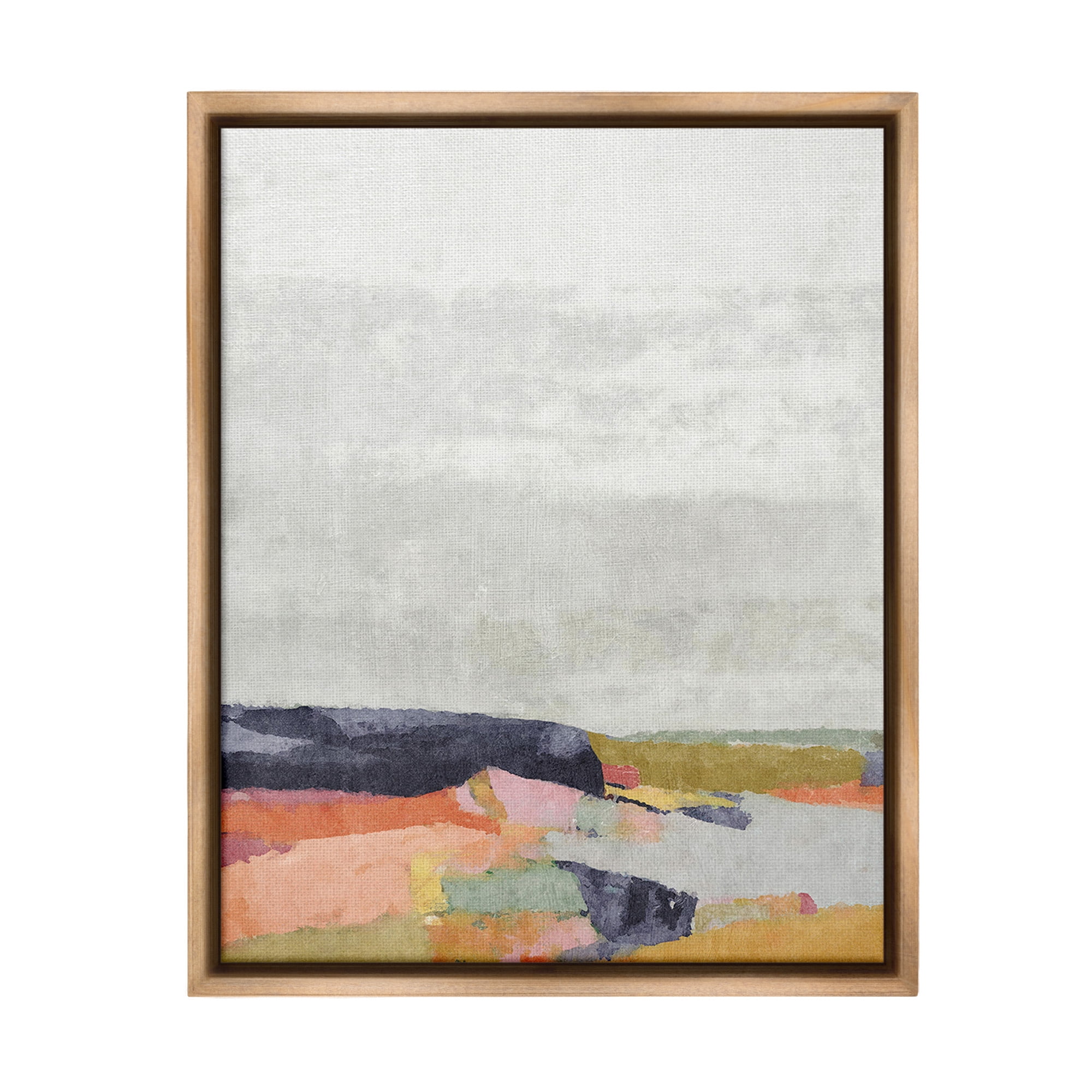 Stupell Industries Modern Hue Landscape Abstract Painting Brown Floater Framed Canvas Art Print Wall Art, 25 x 31