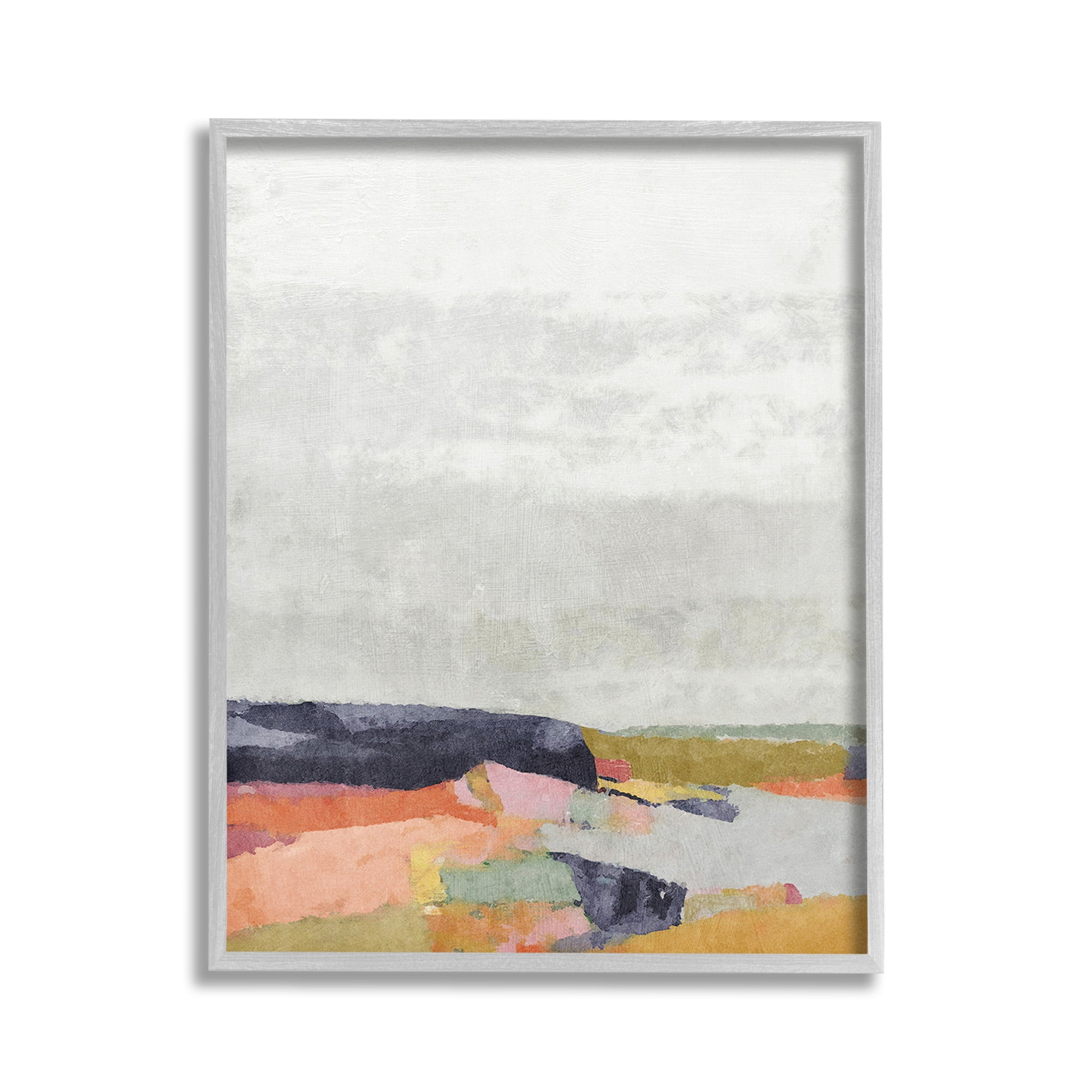 Stupell Industries Modern Hue Landscape Abstract Painting Gray Framed Art Print Wall Art, 11 x 14
