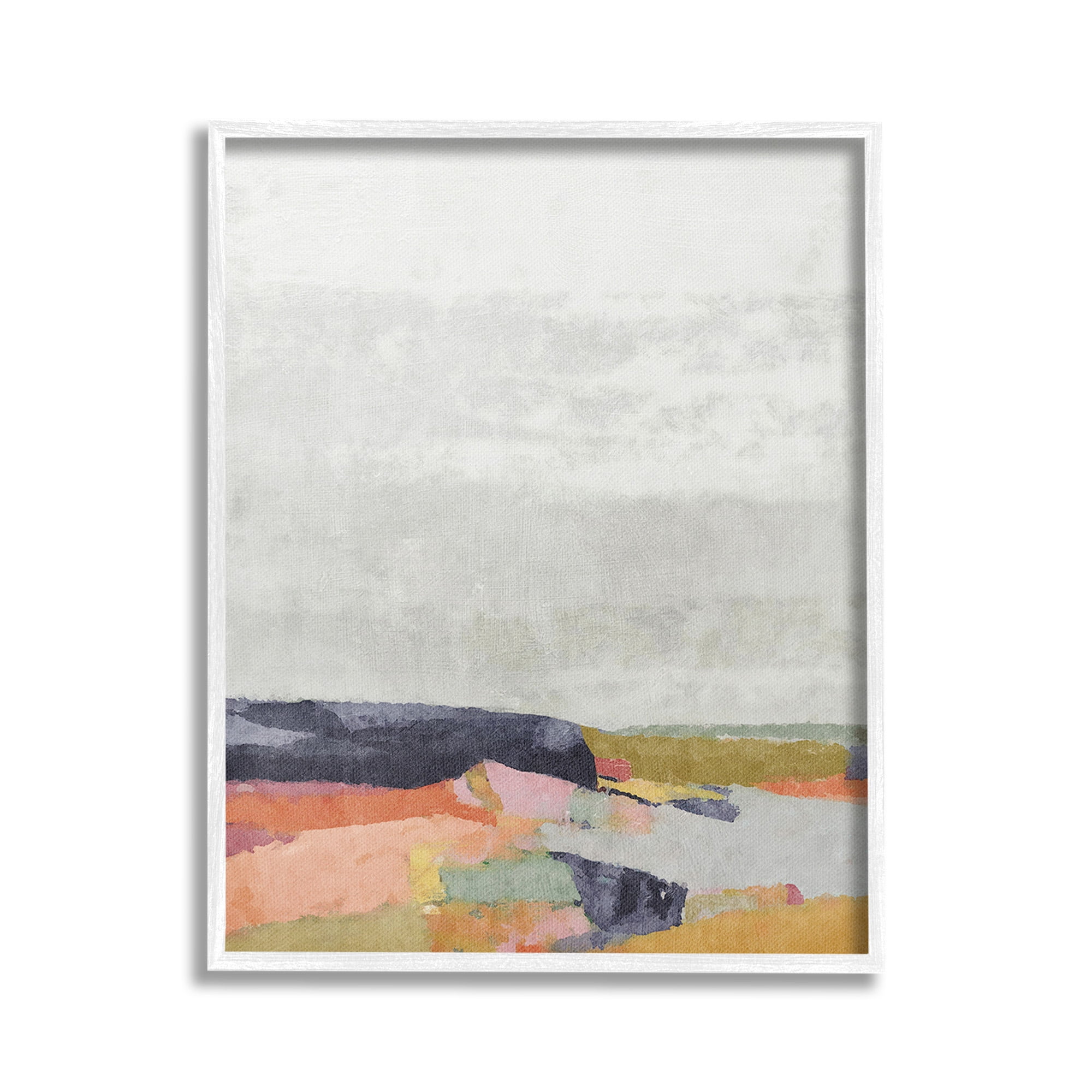 Stupell Industries Modern Hue Landscape Abstract Painting White Framed Art Print Wall Art, 24 x 30