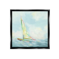 Stupell Industries Modern Hue Sailboat Nature Painting Black Floater Framed Canvas Art Print Wall Art, 18 x 18
