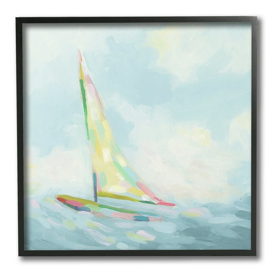 Stupell Industries Modern Hue Sailboat Nature Painting Black Framed Art Print Wall Art, 12 x 12