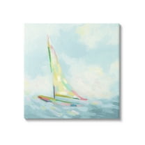 Stupell Industries Modern Hue Sailboat Nature Painting Gallery Wrapped Canvas Art Print Wall Art, 17 x 17