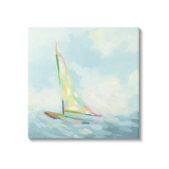 Stupell Industries Modern Hue Sailboat Nature Painting Gallery Wrapped Canvas Art Print Wall Art, 17 x 17