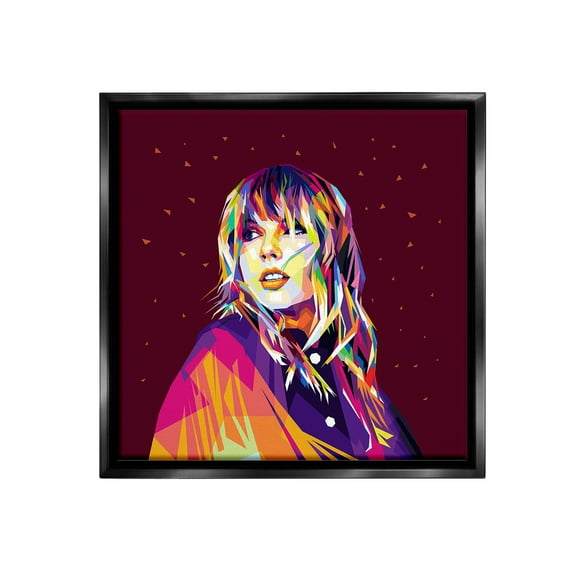 Stupell Industries Modern Hue Taylor Abstract Painting Black Floater Framed Canvas Art Print Wall Art, 18 x 18