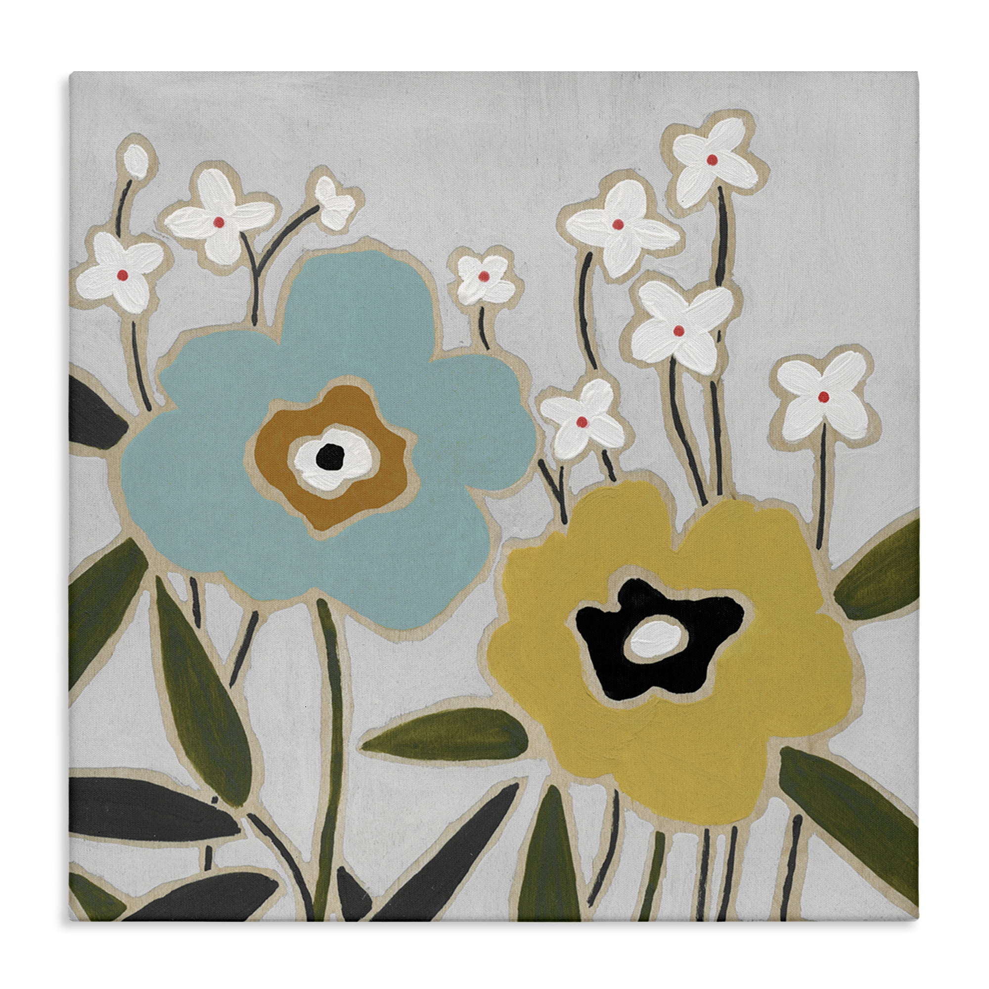Stupell Industries Modern Hued Blooms Plants & Flowers Painting Wrapped Canvas Art Print Wall Art, 30 x 30