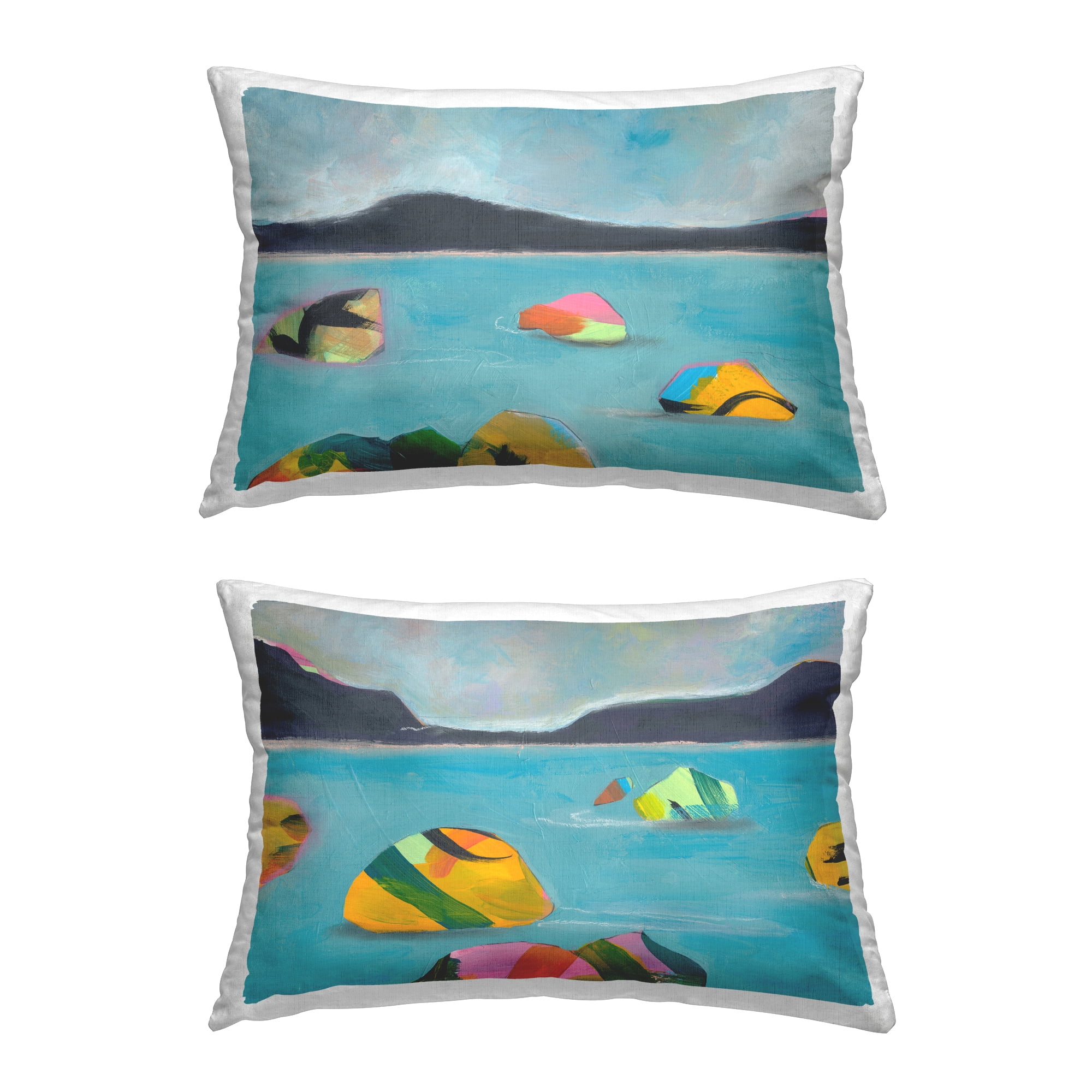 Stupell Industries Modern Hued Ocean Views Decorative Printed Throw Pillow Design by Jan Weiss.