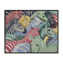 Stupell Industries Modern Hued Zebras Animals Painting Black Framed Art Print Wall Art, 14 x 11