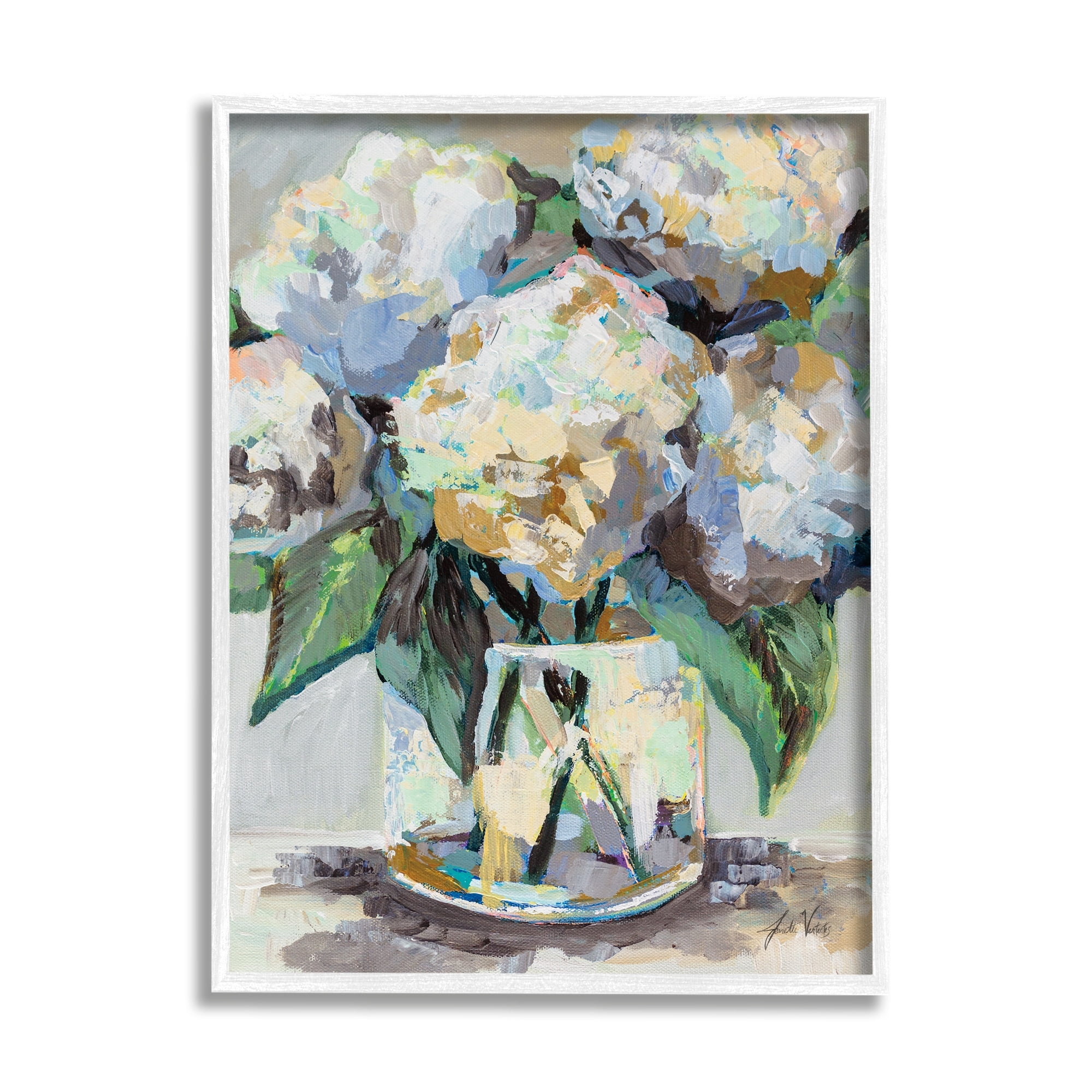 Stupell Industries Modern Hydrangea Flower Bouquet Abstract Floral Painting, 11 x 14,Design by Jeanette Vertentes