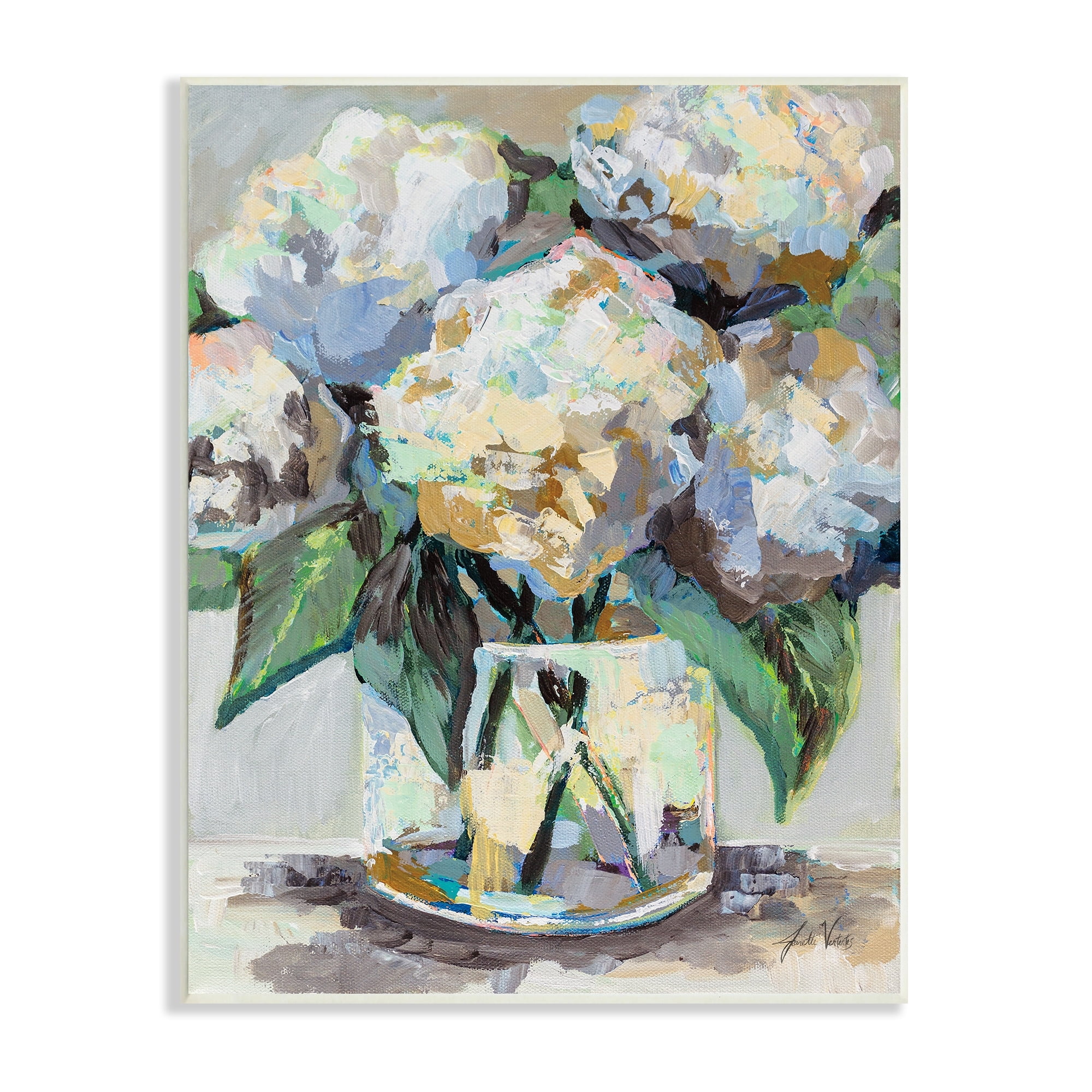 Stupell Industries Modern Hydrangea Flower Bouquet Abstract Floral Painting, 13 x 19,Design by Jeanette Vertentes