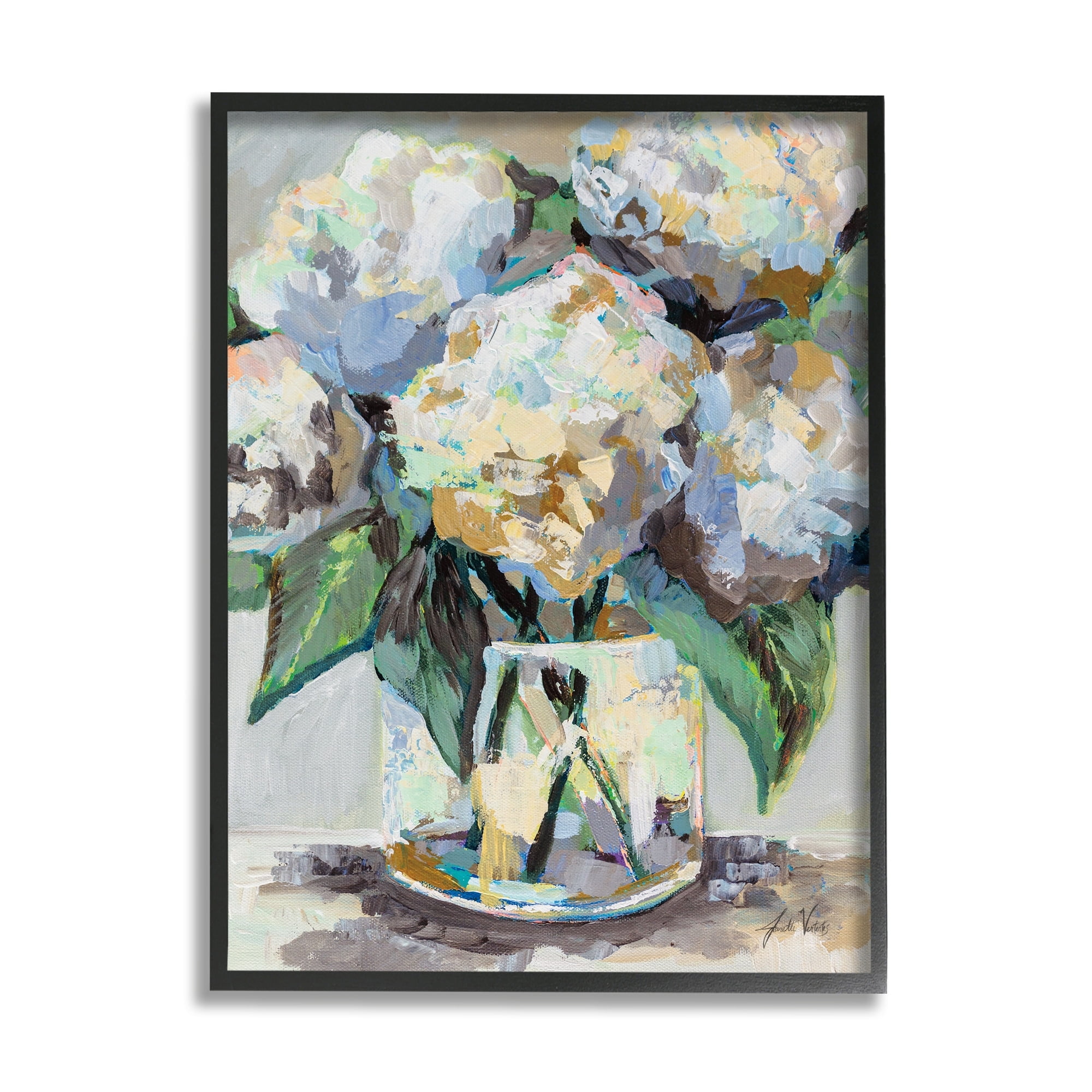 Stupell Industries Modern Hydrangea Flower Bouquet Abstract Floral Painting, 24 x 30,Design by Jeanette Vertentes