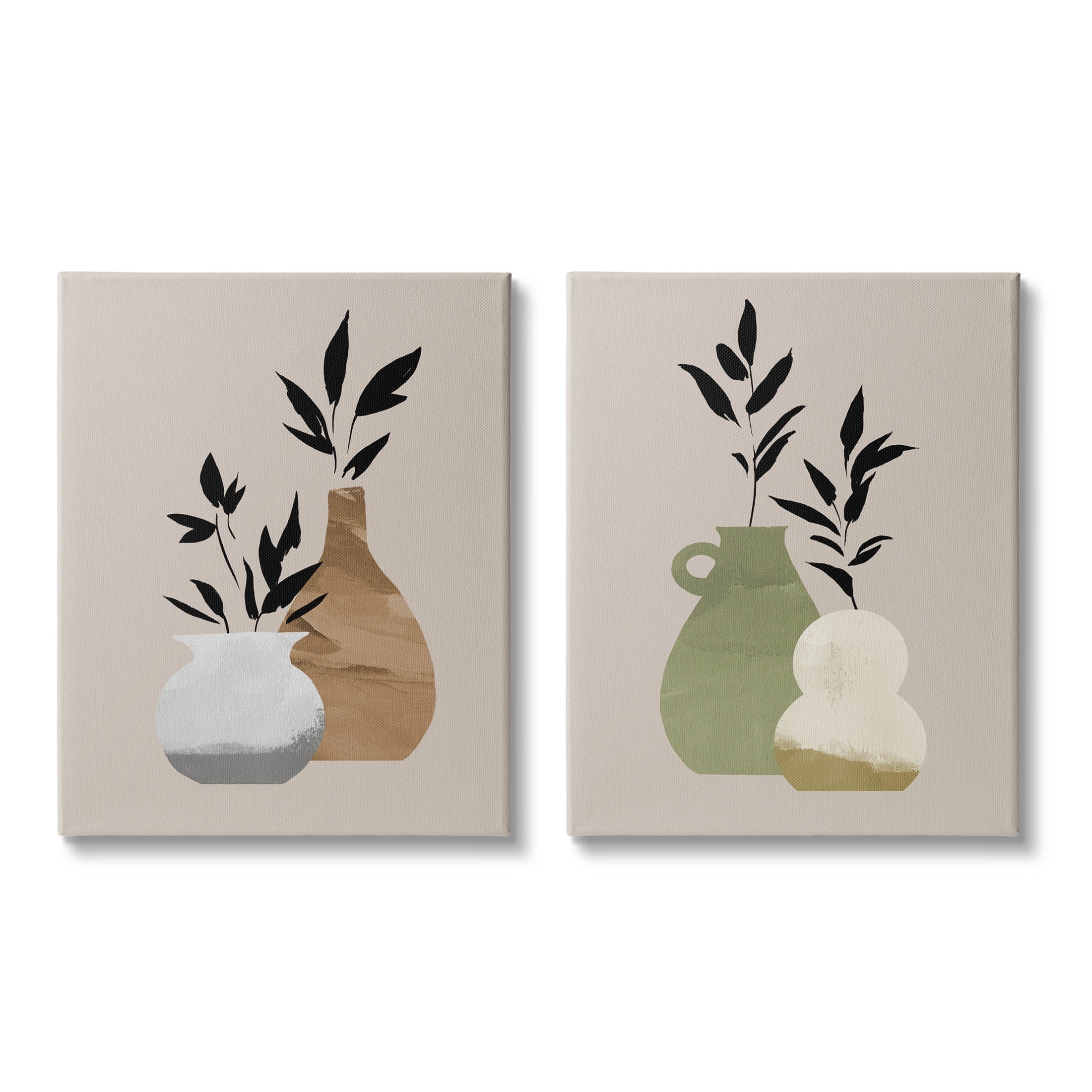 Stupell Industries Modern Ikebana Plant Vases Graphic Art Gallery Wrapped Canvas Print Wall Art, Set of 2, Design by Jacob Green