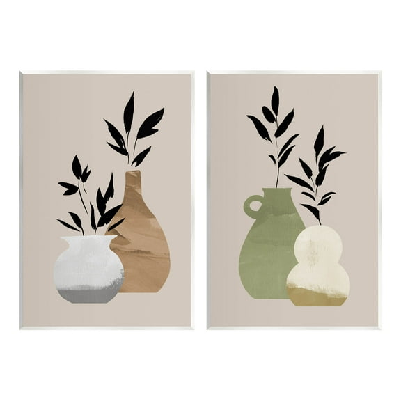 Stupell Industries Modern Ikebana Plant Vases Graphic Art Unframed Art Print Wall Art, Set of 2, Design by Jacob Green