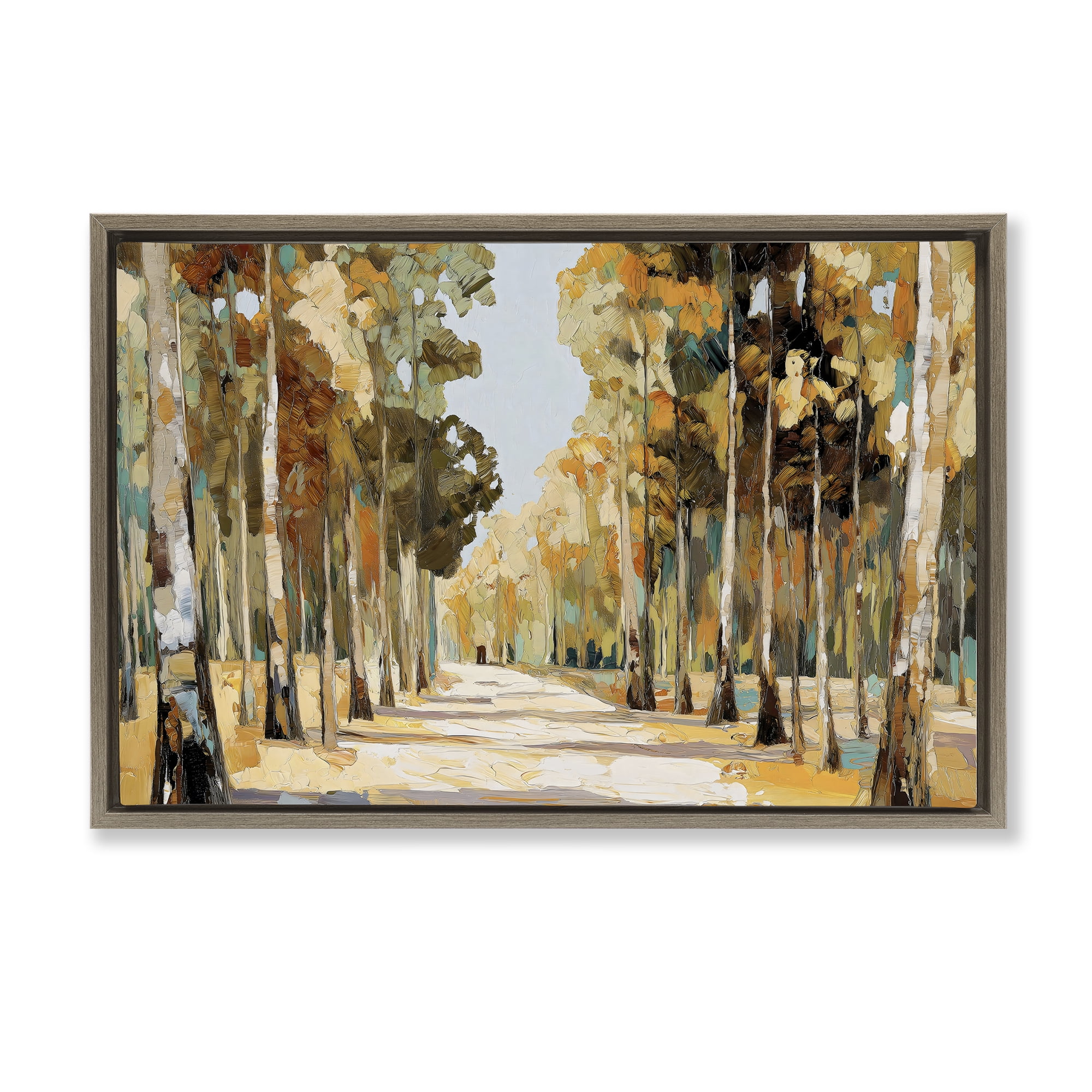 Stupell Industries Modern Impressionist Fall Forest Brown Framed Floater Canvas Wall Art, design by Gina Kelly