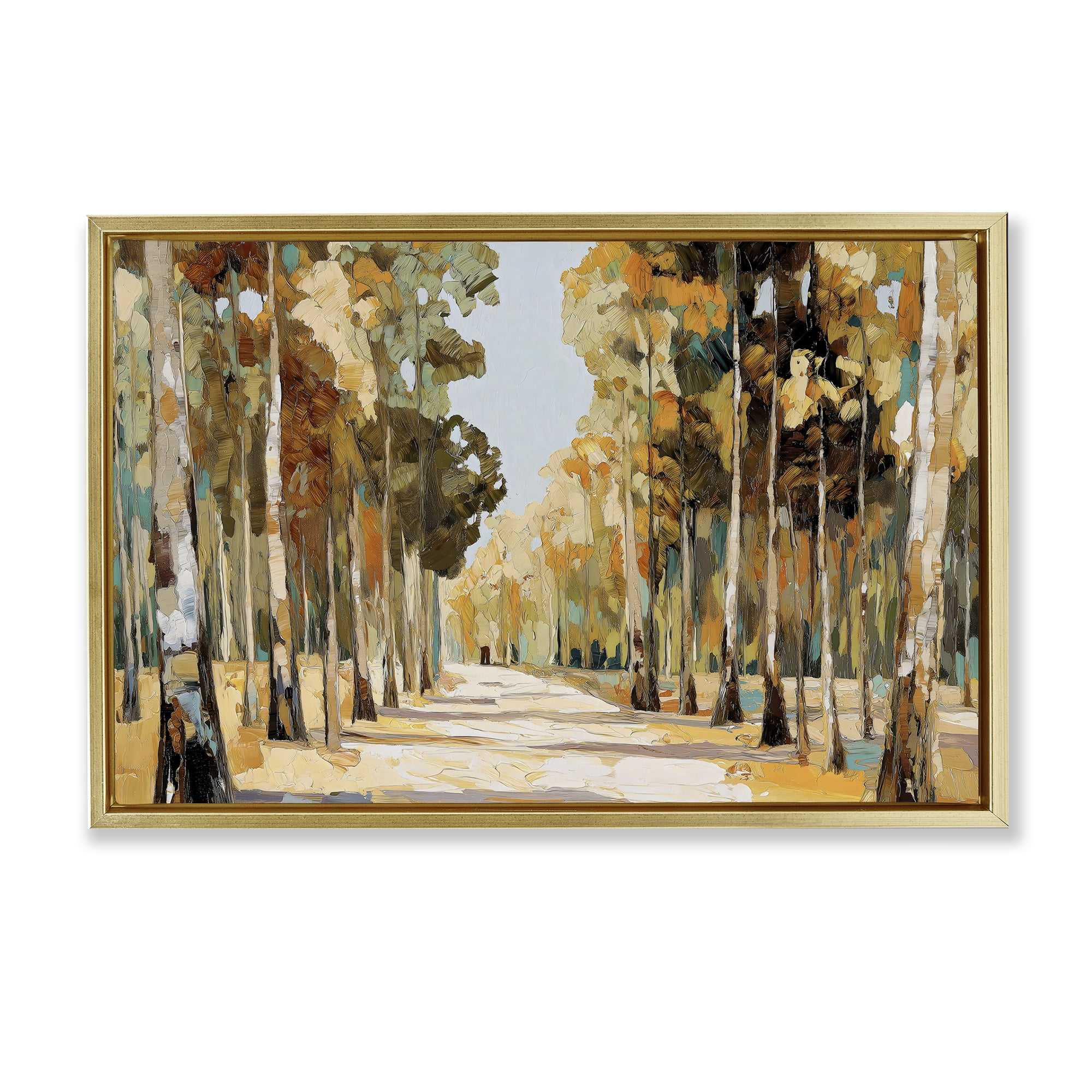 Stupell Industries Modern Impressionist Fall Forest Gold Framed Floater Canvas Wall Art, design by Gina Kelly