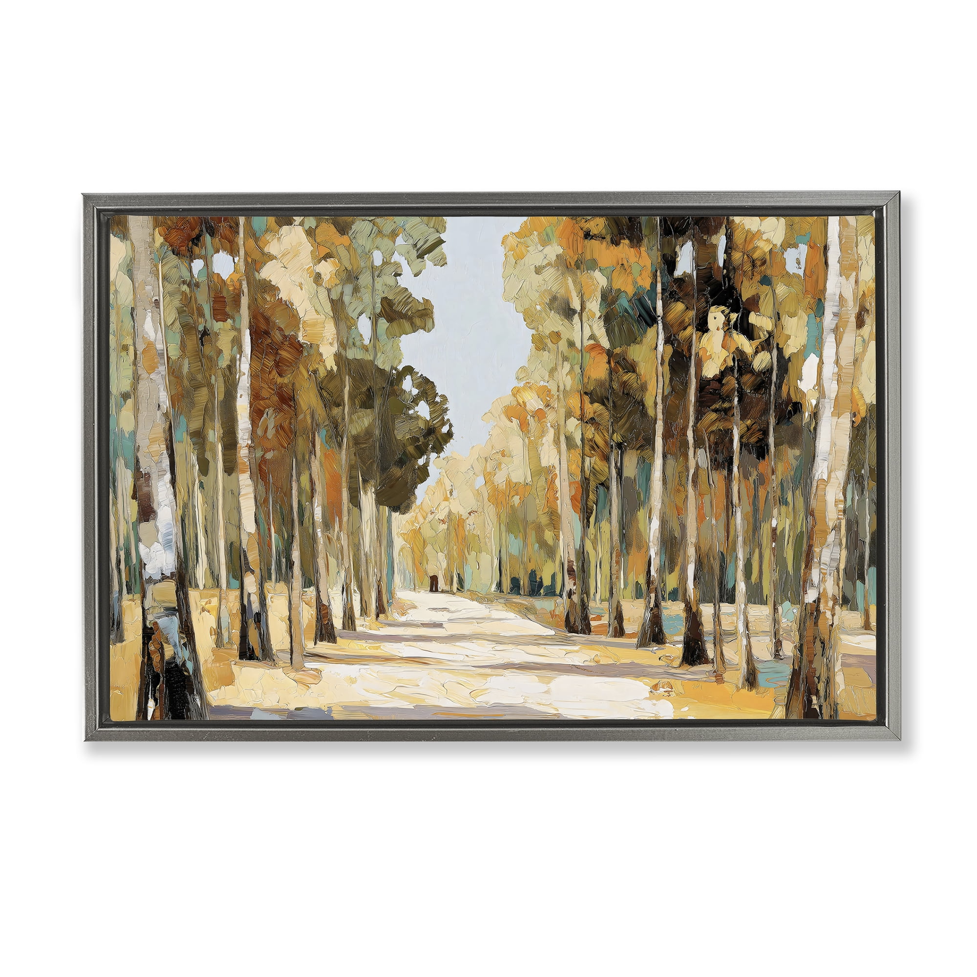 Stupell Industries Modern Impressionist Fall Forest Gray Framed Floater Canvas Wall Art, design by Gina Kelly