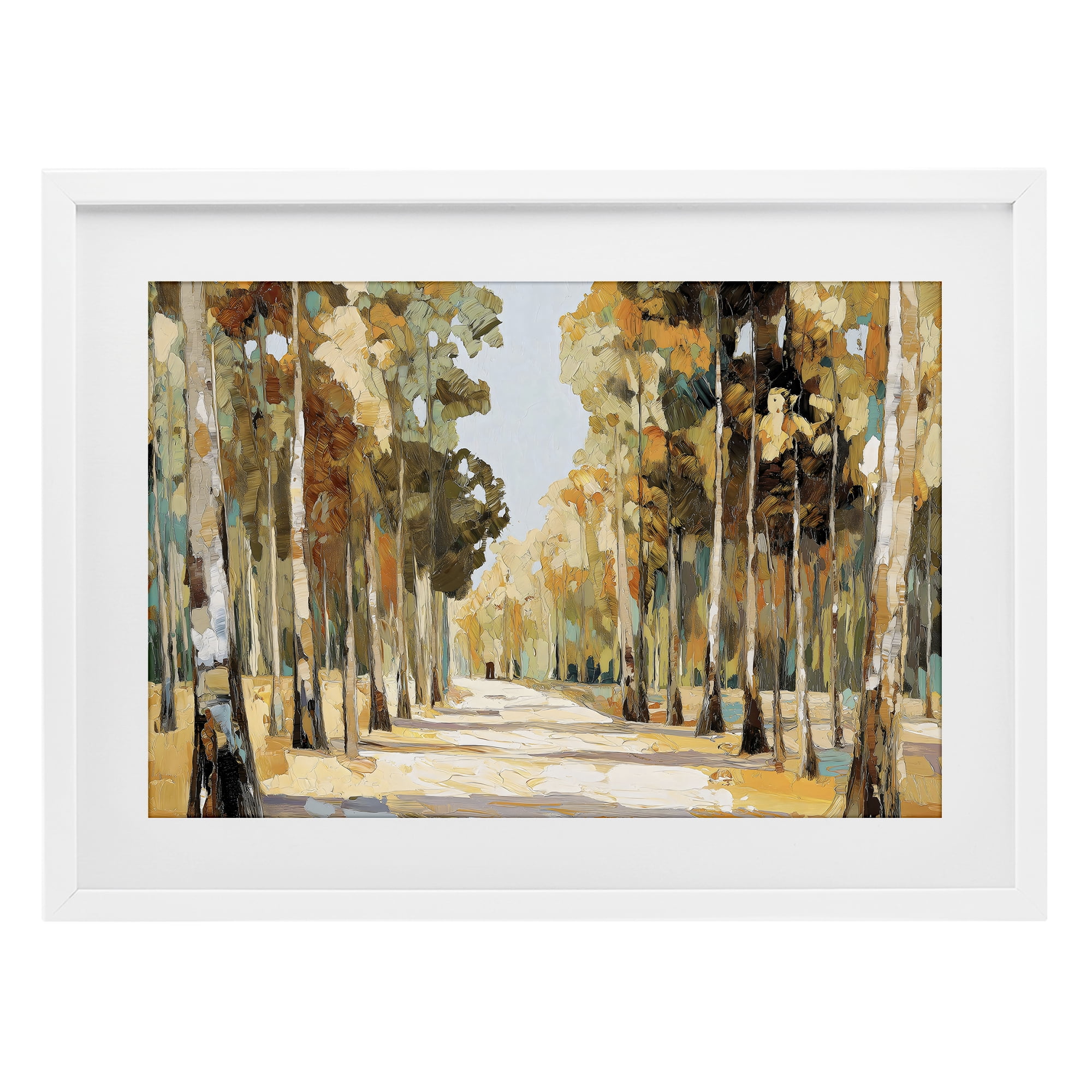 Stupell Industries Modern Impressionist Fall Forest White Framed Print Under Glass, design by Gina Kelly
