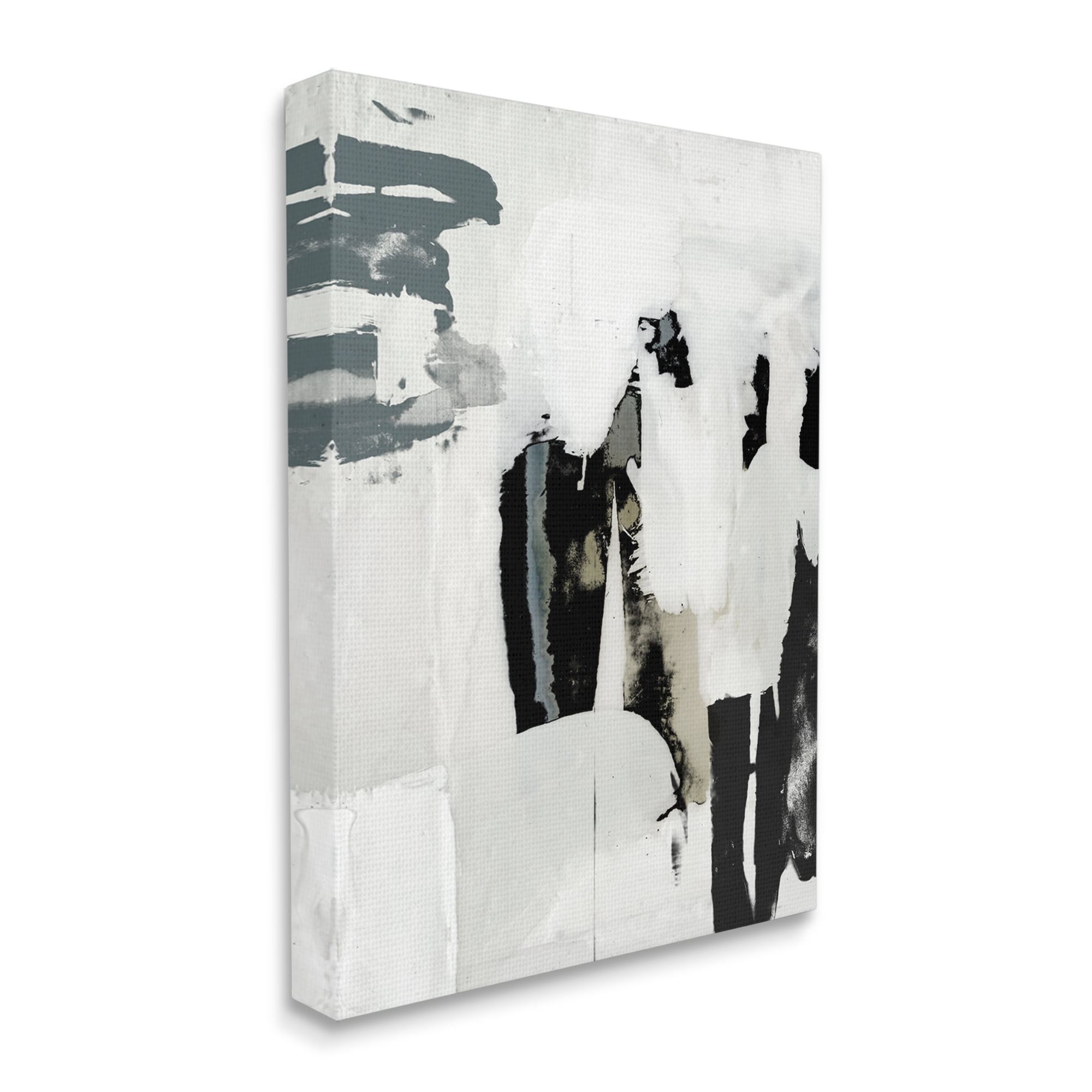 Stupell Industries Modern Industrial Abstraction Distressed Layered Tones Black Grey Abstract Painting Gallery Wrapped Canvas Print Wall Art, 36 x 48