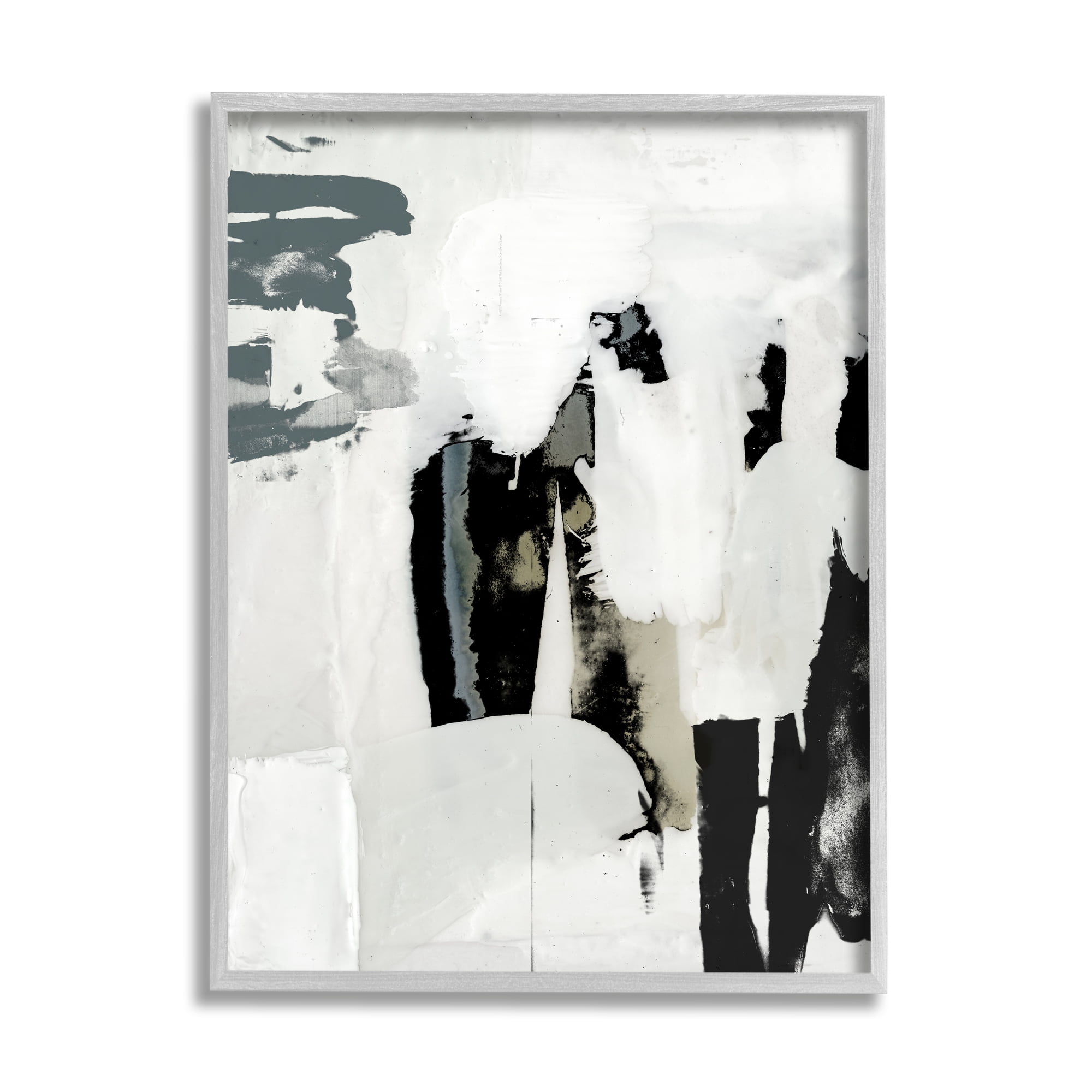 Stupell Industries Modern Industrial Abstraction Distressed Layered Tones Black Grey Abstract Painting Gray Framed Art Print Wall Art, 11 x 14