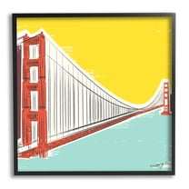 Stupell Industries Modern Industrial Bridge Landscape Painting Black Framed Art Print Wall Art, 12 x 12
