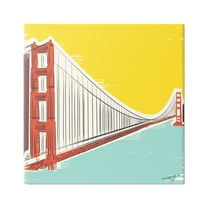 Stupell Industries Modern Industrial Bridge Landscape Painting Gallery Wrapped Canvas Art Print Wall Art, 17 x 17