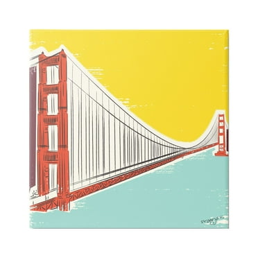 Stupell Industries Modern Industrial Bridge Landscape Painting Gallery Wrapped Canvas Art Print Wall Art, 17 x 17