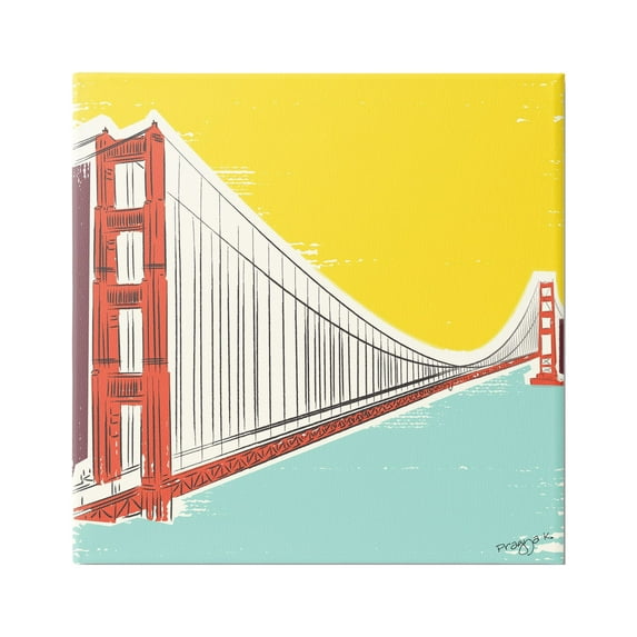 Stupell Industries Modern Industrial Bridge Landscape Painting Gallery Wrapped Canvas Art Print Wall Art, 30 x 30