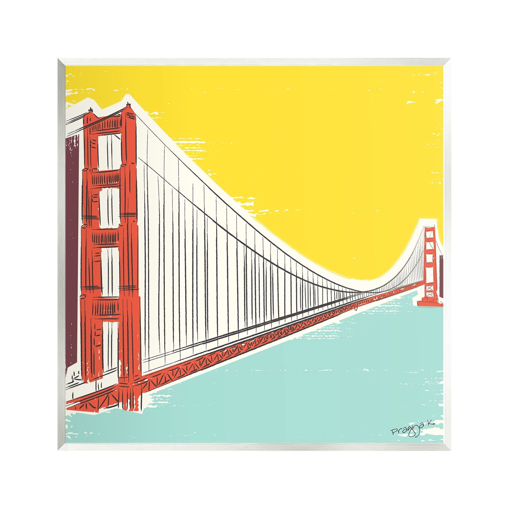 Stupell Industries Modern Industrial Bridge Landscape Painting Unframed Art Print Wall Art, 12 x 12