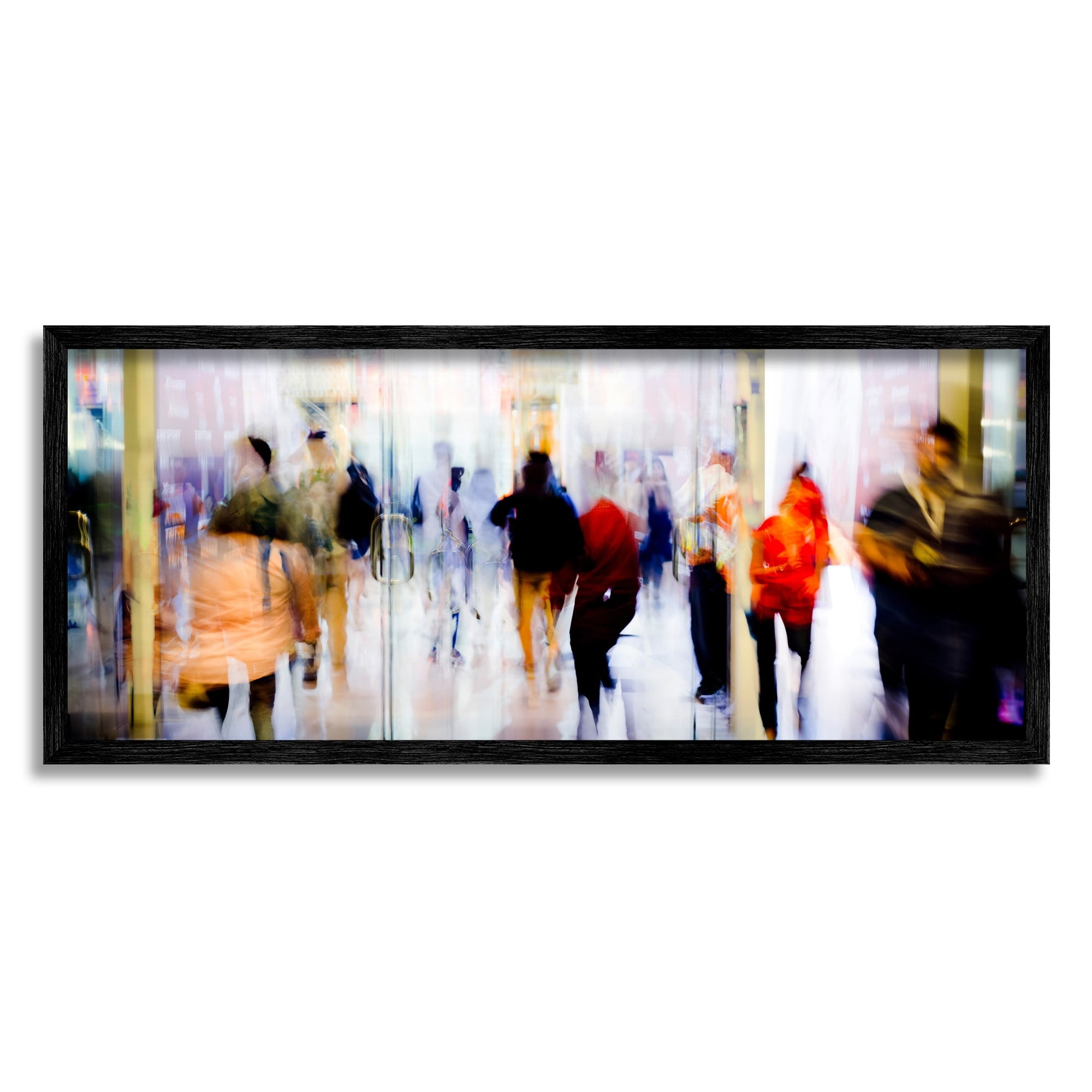 Stupell Industries Modern Industrial Crowd Abstract Long Exposure Abstract Photography Black Framed Art Print Wall Art, 13 x 30
