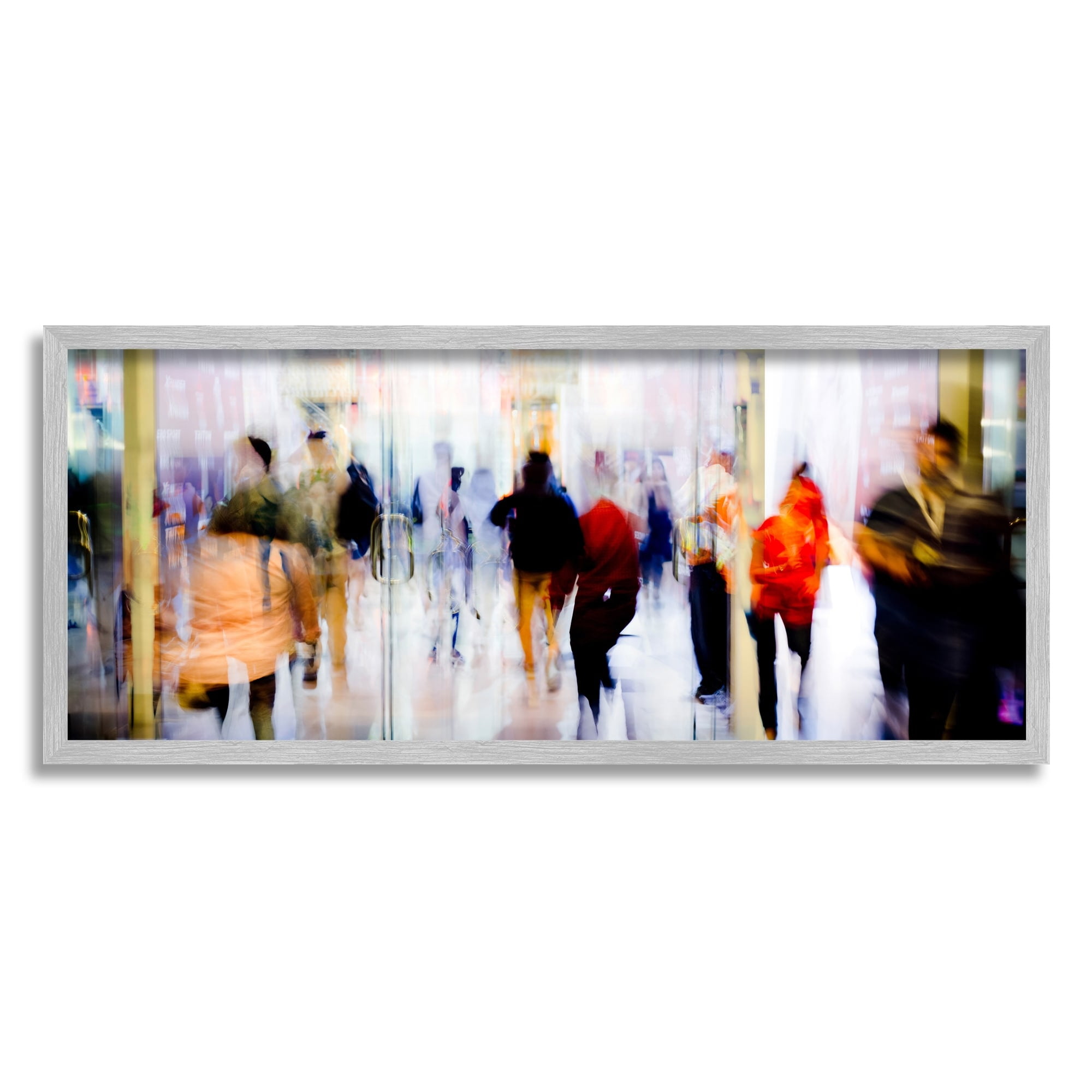 Stupell Industries Modern Industrial Crowd Abstract Long Exposure Abstract Photography Gray Framed Art Print Wall Art, 13 x 30