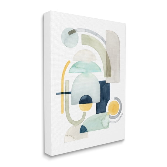 Stupell Industries Modern Industrial Shape Collage Abstract Green Blue Yellow, 36 x 48, Design by Grace Popp