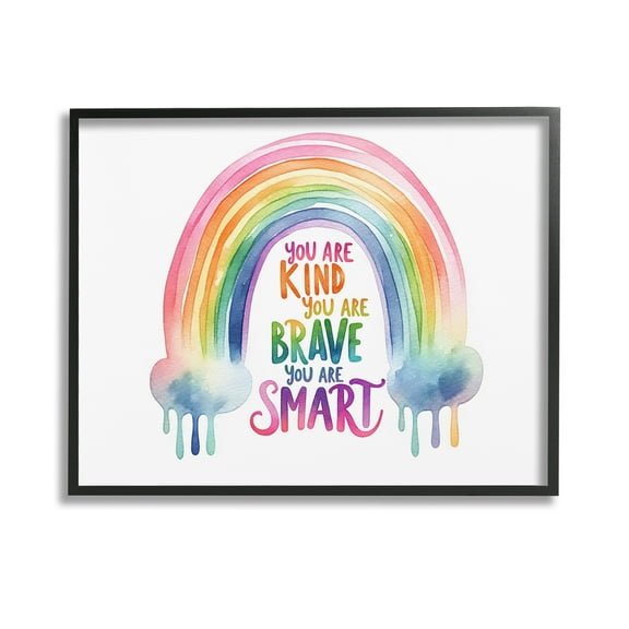 Stupell Industries Modern Inspirational Rainbow Inspirational Painting Black Framed Art Print Wall Art, 14 x 11