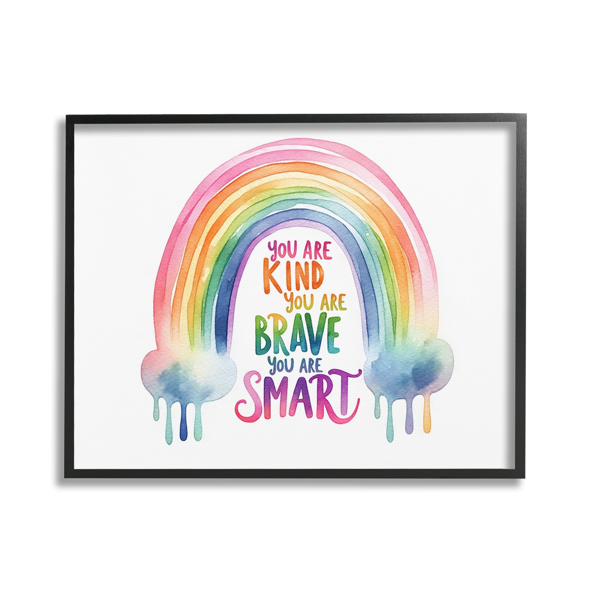 Stupell Industries Modern Inspirational Rainbow Inspirational Painting Black Framed Art Print Wall Art, 20 x 16
