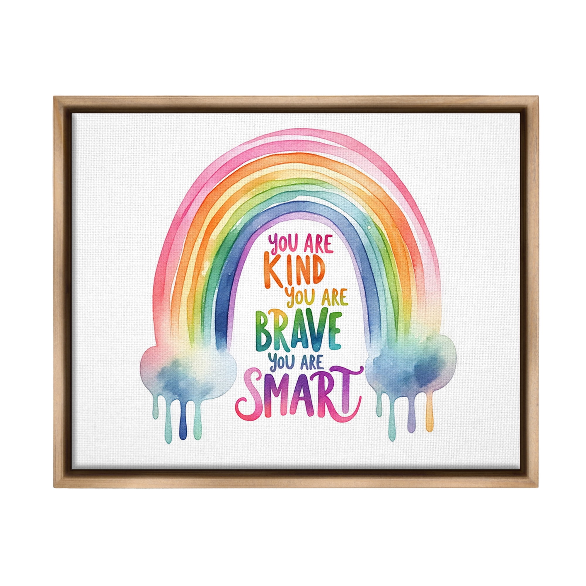 Stupell Industries Modern Inspirational Rainbow Inspirational Painting Brown Floater Framed Canvas Art Print Wall Art, 31 x 25