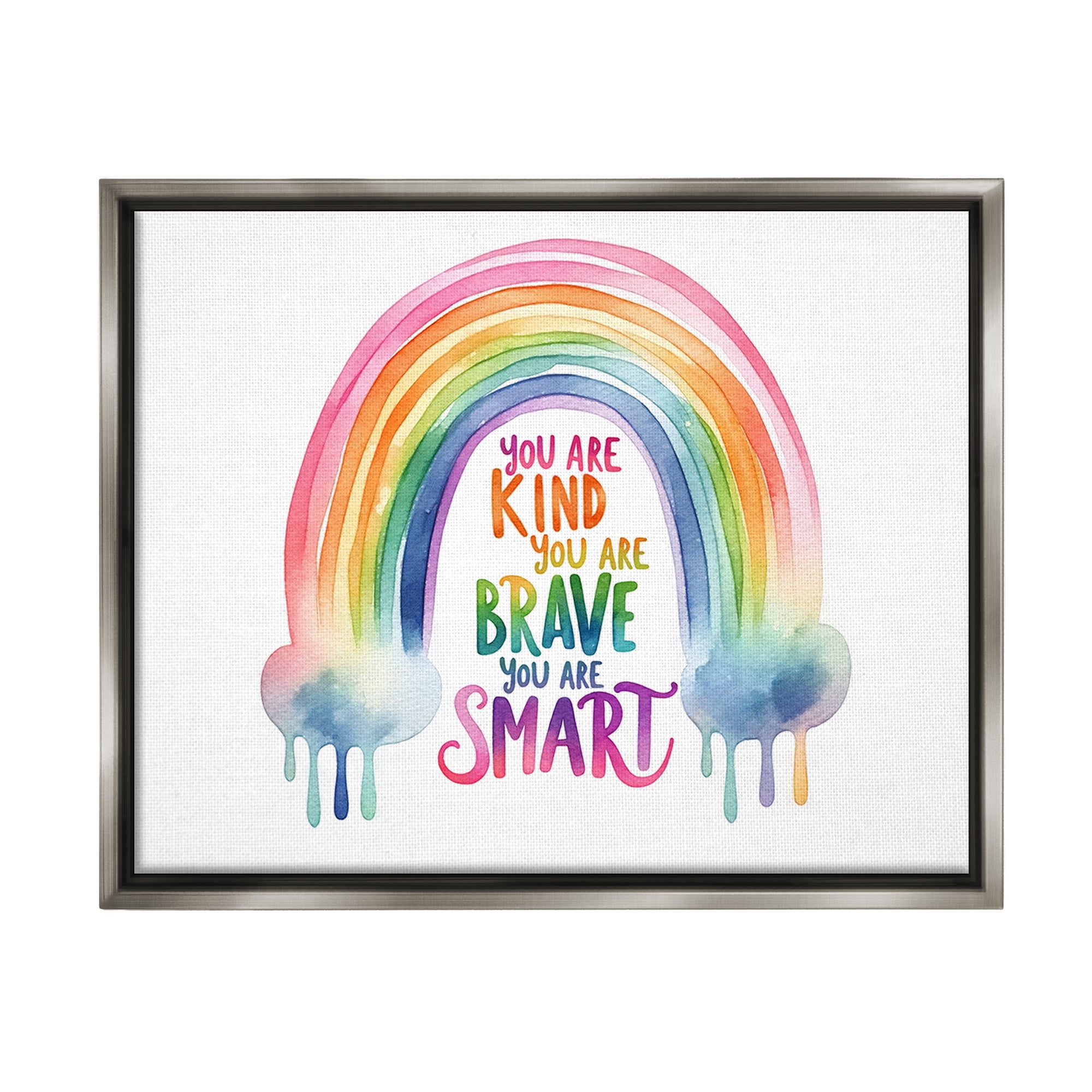 Stupell Industries Modern Inspirational Rainbow Inspirational Painting Gray Floater Framed Canvas Art Print Wall Art, 21 x 17