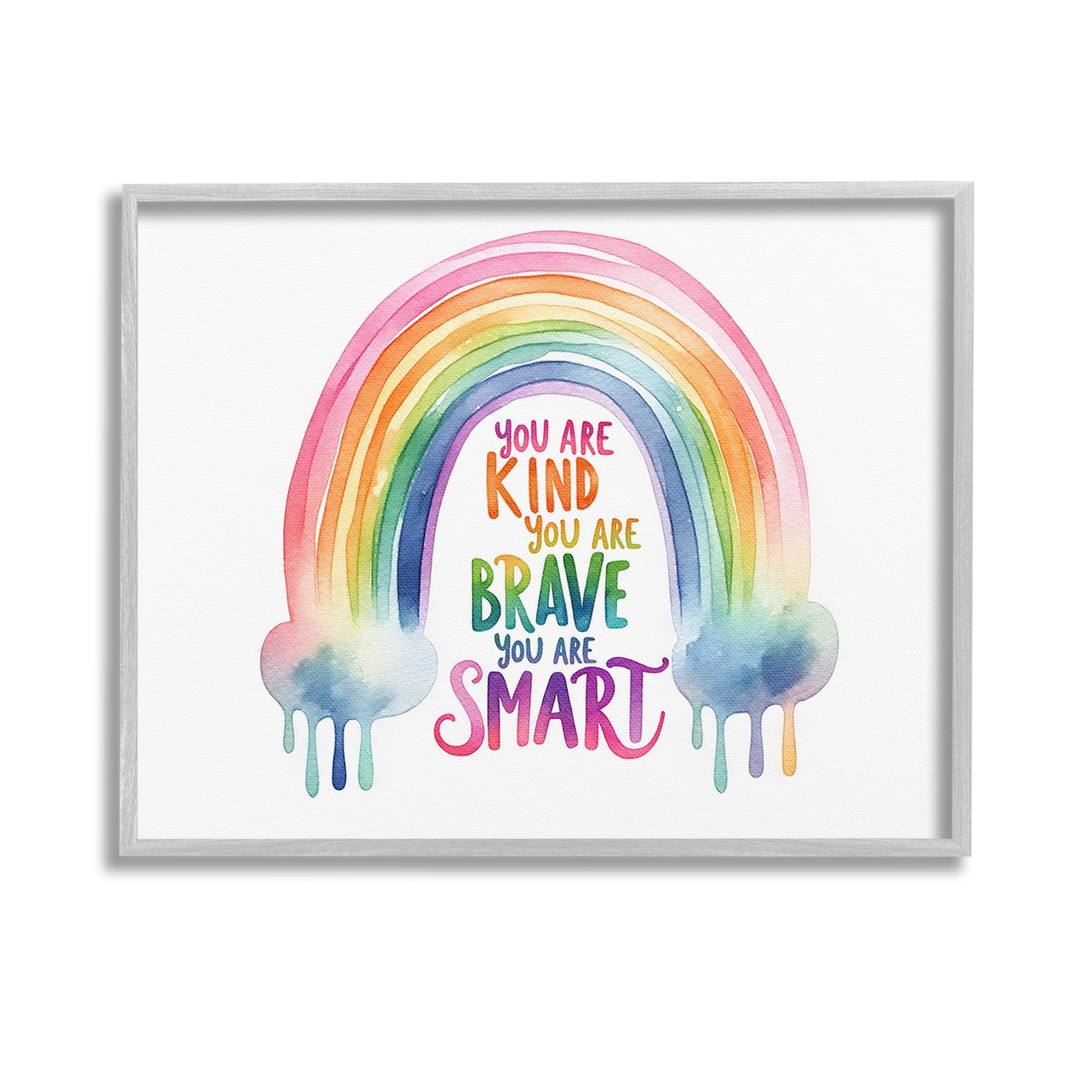 Stupell Industries Modern Inspirational Rainbow Inspirational Painting Gray Framed Art Print Wall Art, 14 x 11