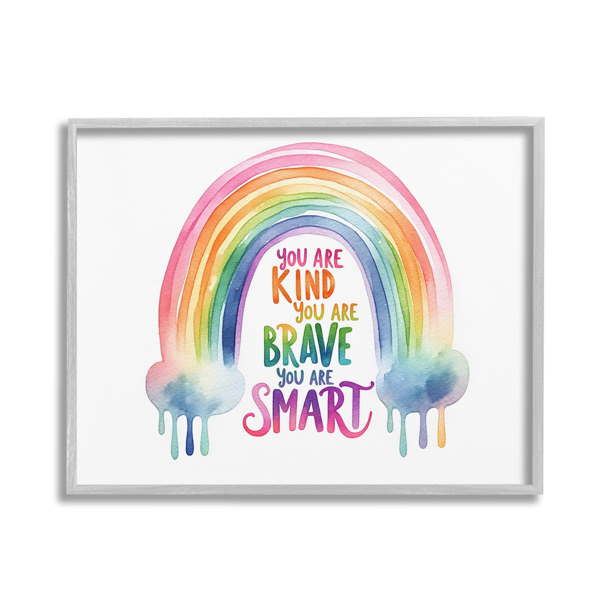 Stupell Industries Modern Inspirational Rainbow Inspirational Painting Gray Framed Art Print Wall Art, 20 x 16
