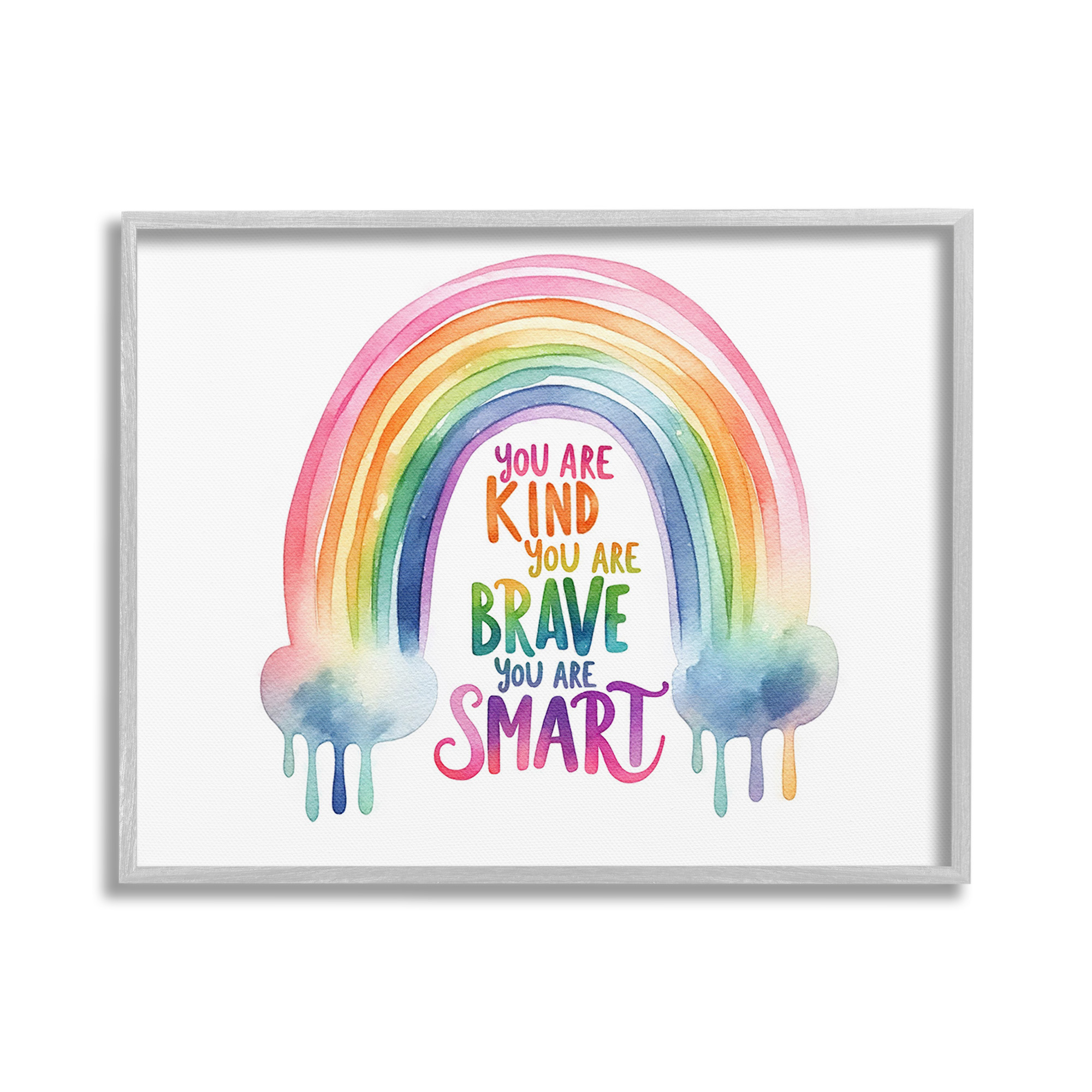 Stupell Industries Modern Inspirational Rainbow Inspirational Painting Gray Framed Art Print Wall Art, 30 x 24