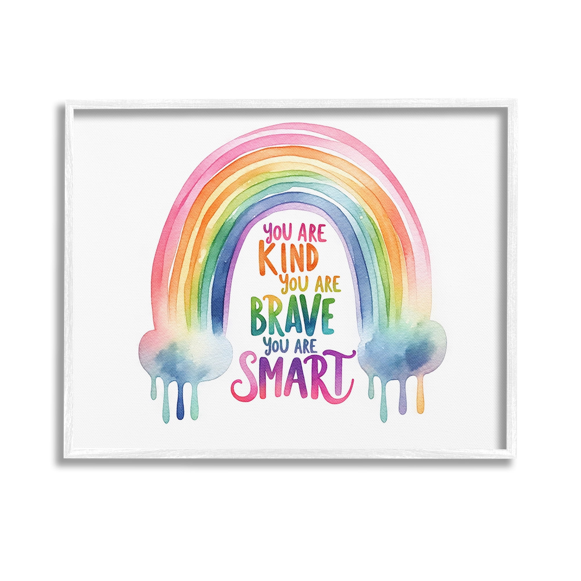 Stupell Industries Modern Inspirational Rainbow Inspirational Painting White Framed Art Print Wall Art, 14 x 11