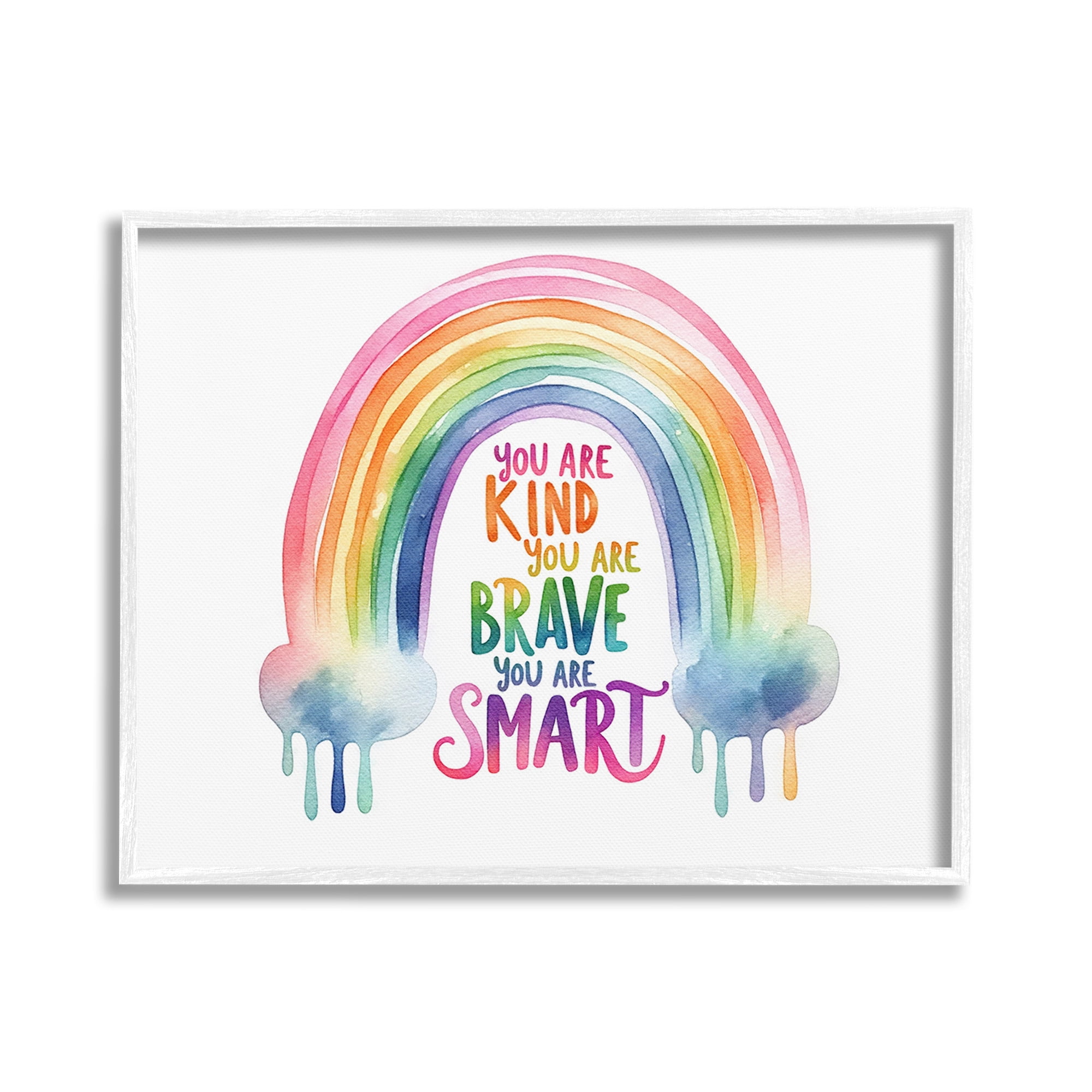 Stupell Industries Modern Inspirational Rainbow Inspirational Painting White Framed Art Print Wall Art, 30 x 24