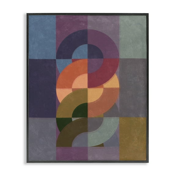 Stupell Industries Modern Interlocking Circles Abstract Painting Black Framed Art Print Wall Art, 11 x 14
