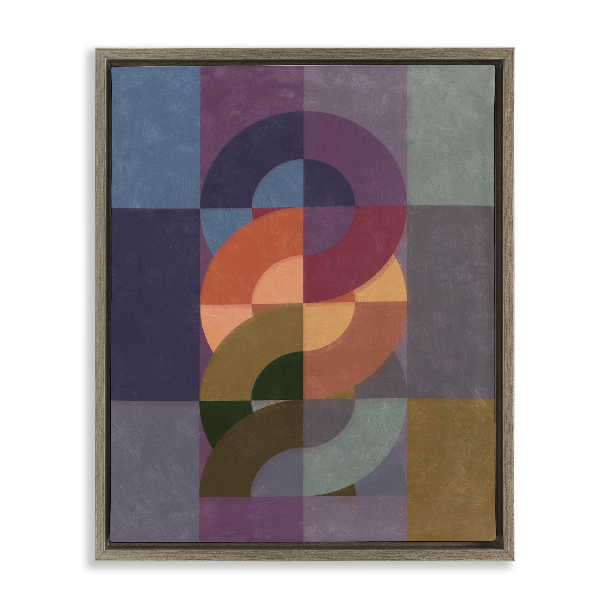 Stupell Industries Modern Interlocking Circles Abstract Painting Brown Floater Framed Canvas Art Print Wall Art, 25 x 31
