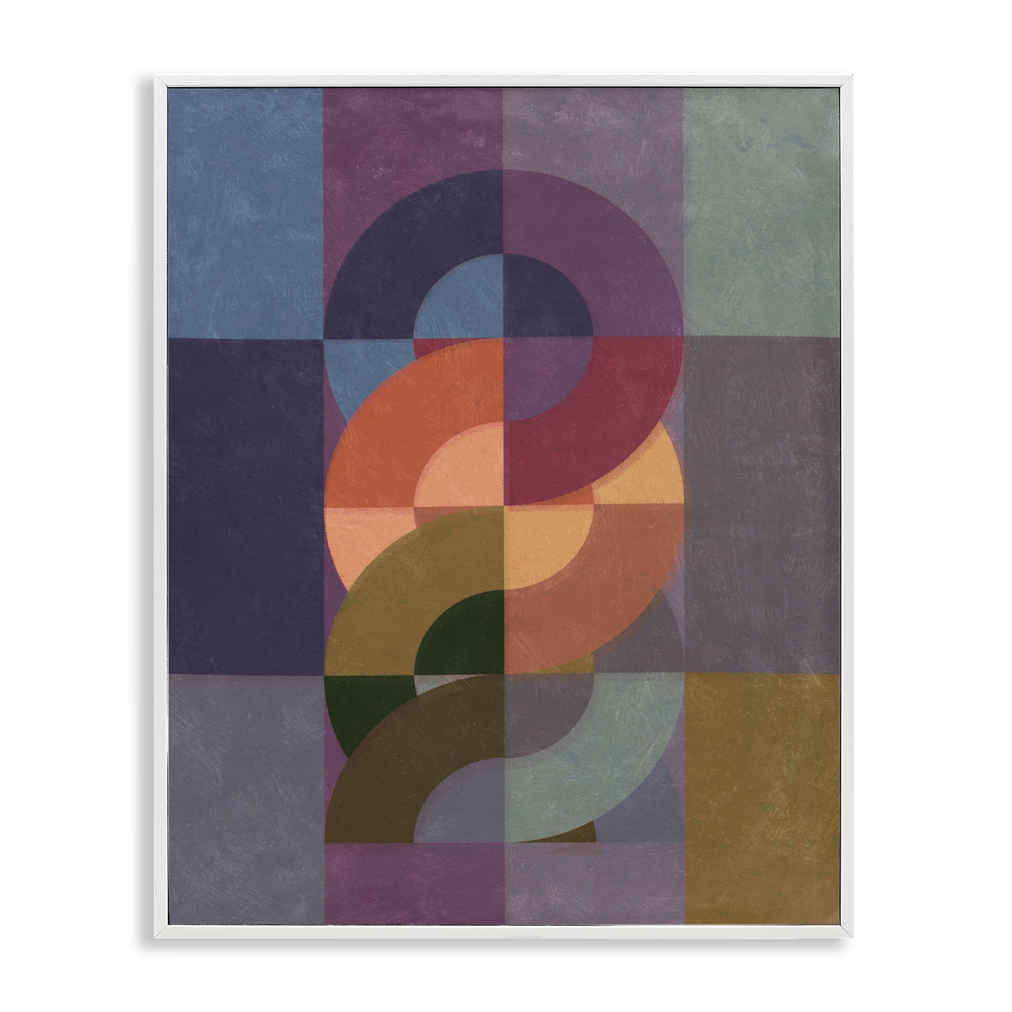 Stupell Industries Modern Interlocking Circles Abstract Painting White Framed Art Print Wall Art, 16 x 20