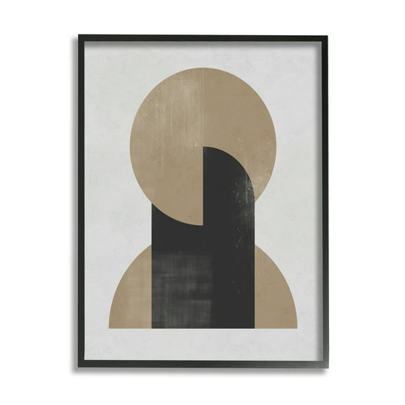 Stupell Industries Modern Intersecting Shapes Abstract Painting Black Framed Art Print Wall Art, 11 x 14