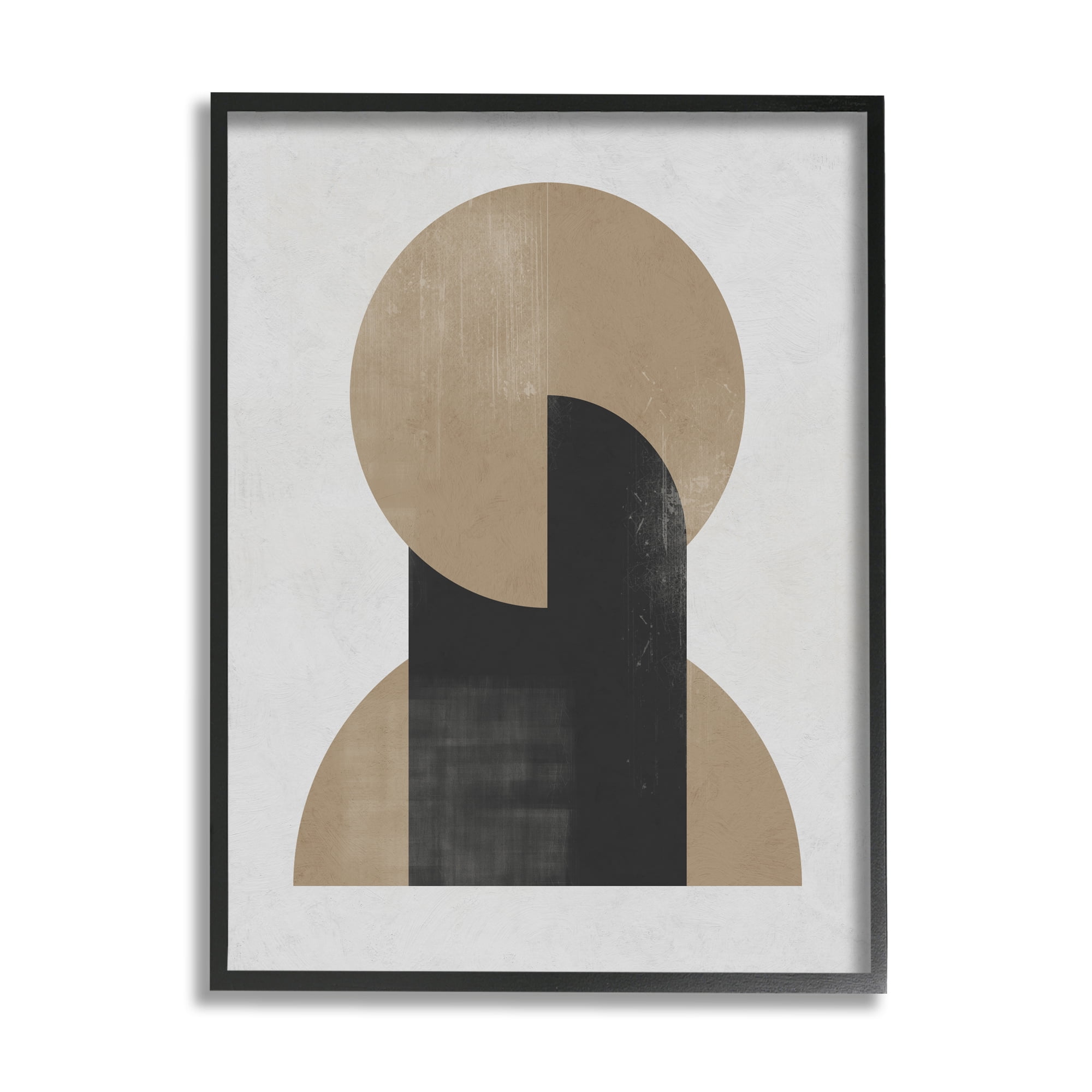 Stupell Industries Modern Intersecting Shapes Abstract Painting Black Framed Art Print Wall Art, 24 x 30