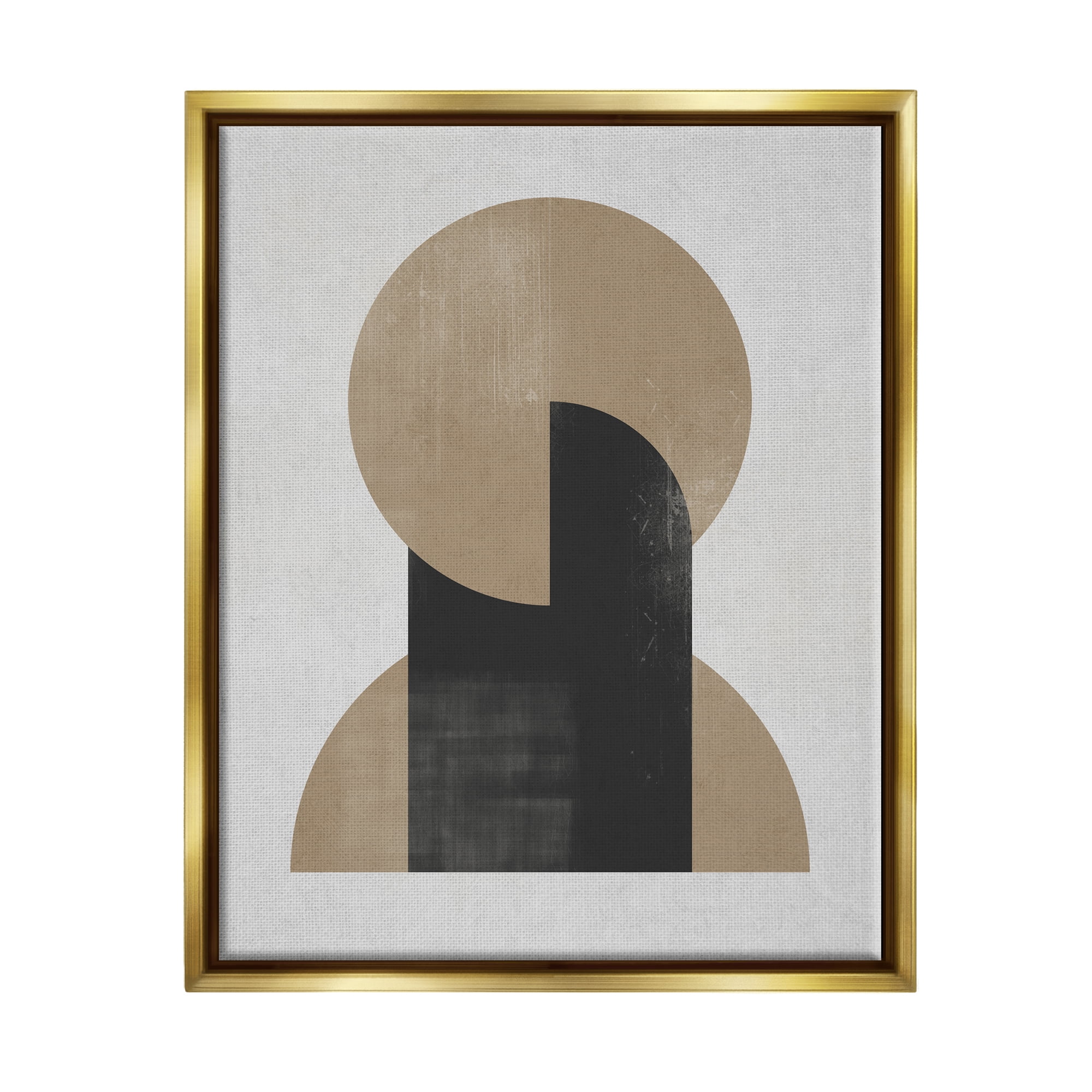 Stupell Industries Modern Intersecting Shapes Abstract Painting Gold Floater Framed Canvas Art Print Wall Art, 17 x 21